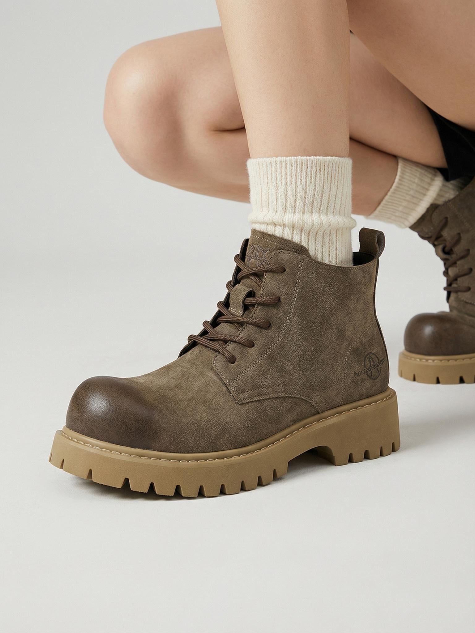 Tan Round-Toe Lug-Sole Work Boots - View 19