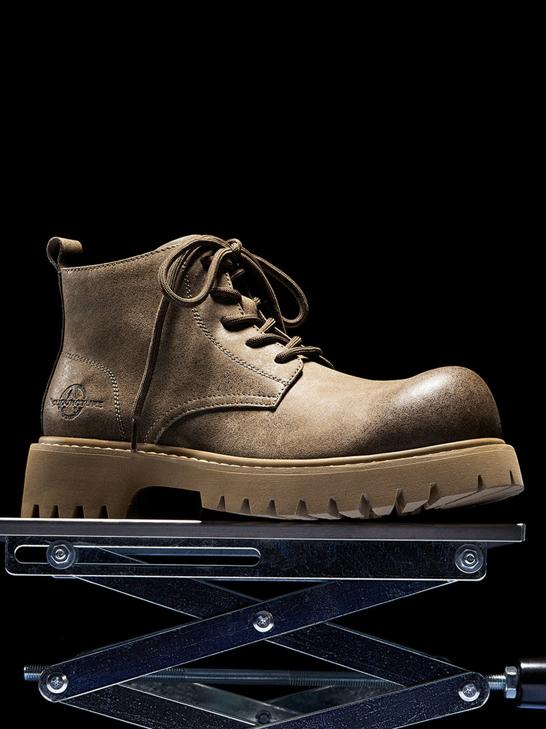 Tan Round-Toe Lug-Sole Work Boots - View 24