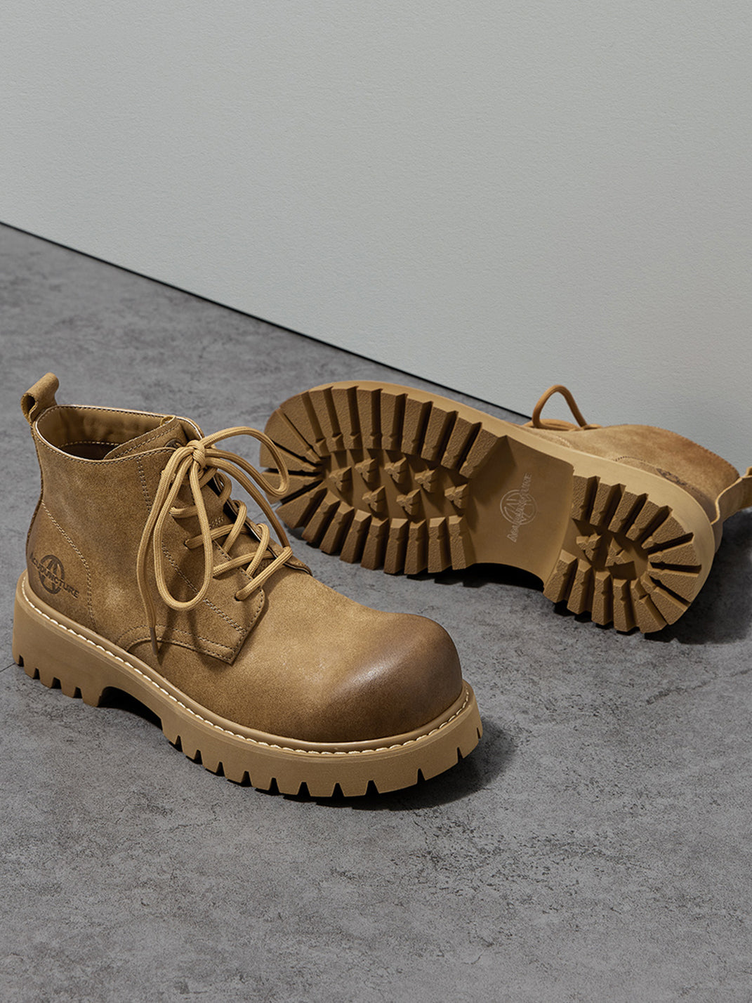 Tan Round-Toe Lug-Sole Work Boots - View 26