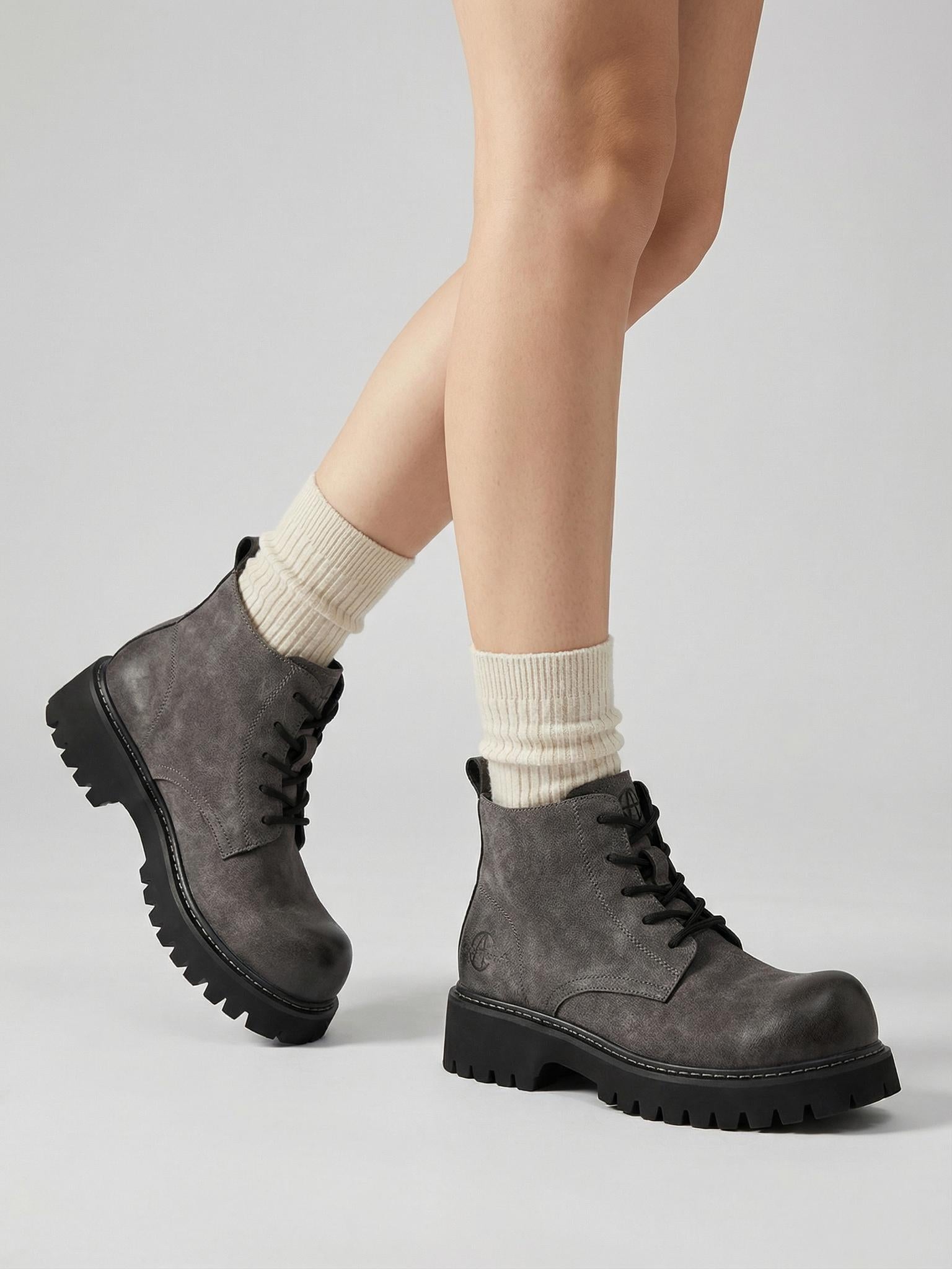 Tan Round-Toe Lug-Sole Work Boots - View 36