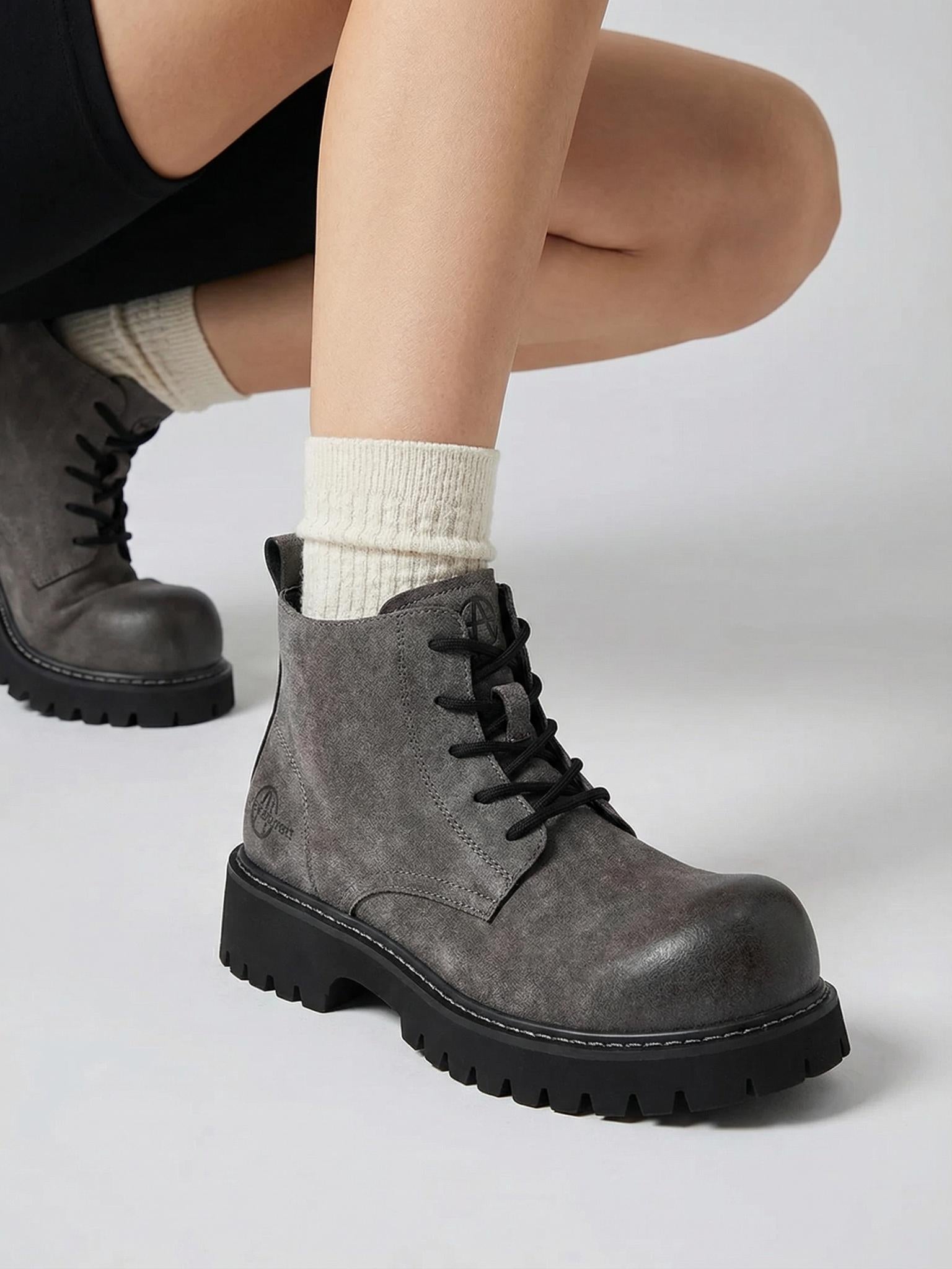 Tan Round-Toe Lug-Sole Work Boots - View 37