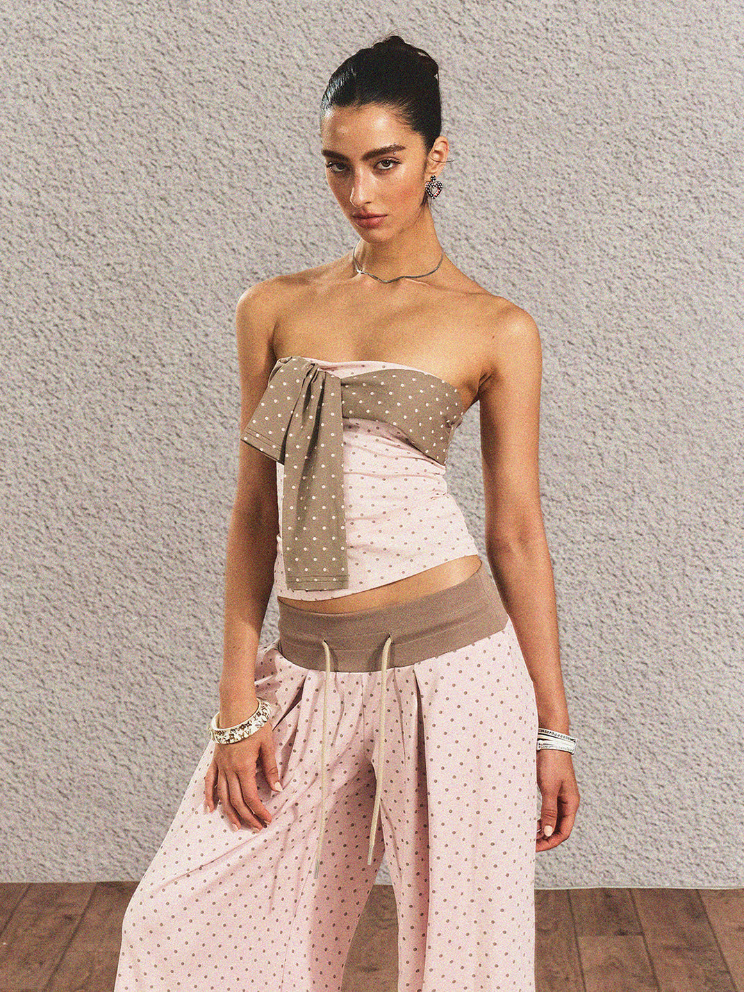 Polka-Dot Tube Top, Blouse & Pants Separates - View 2