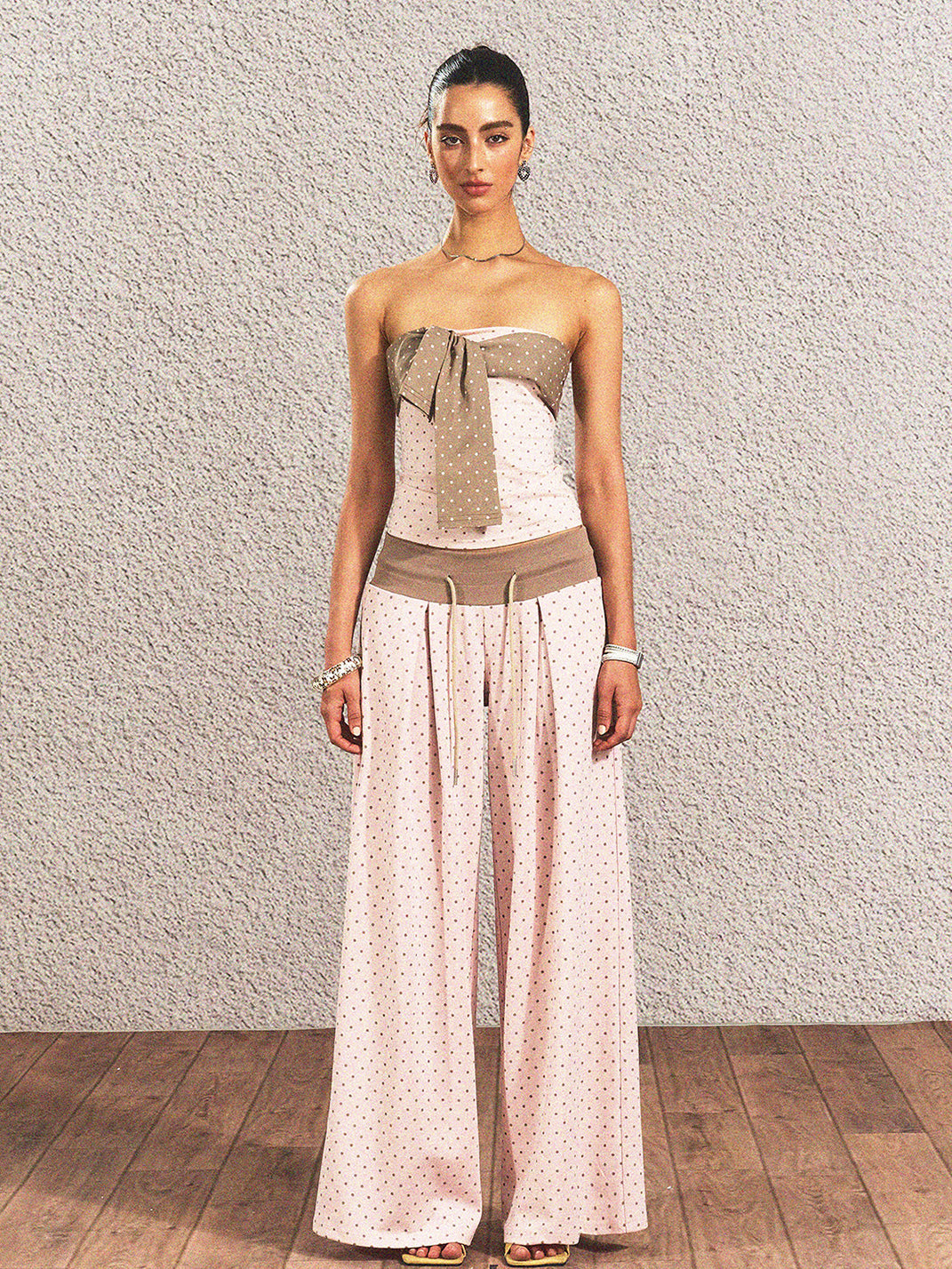 Polka-Dot Tube Top, Blouse & Pants Separates - View 3