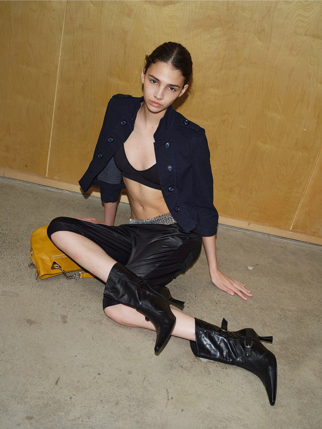 Twin-Buckle Creased Leather Stiletto Boots — product view 2