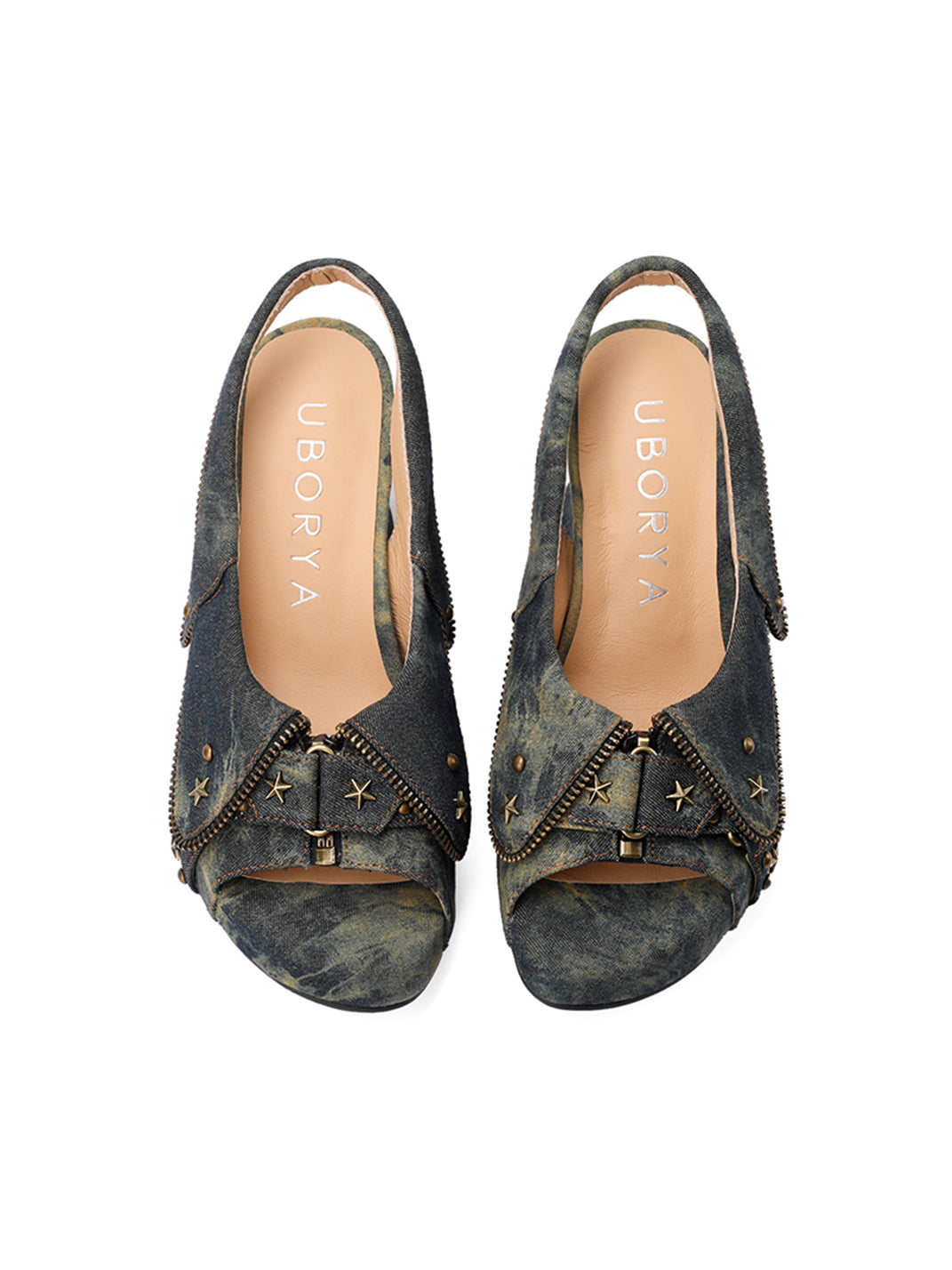 Studded Western Peep-Toe Slingback Heels - View 5