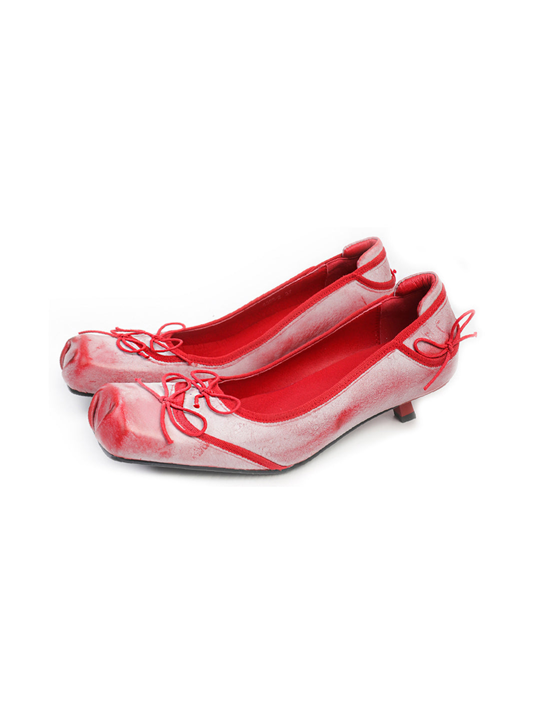Square-Toe Mesh Bow Kitten-Heel Flats - View 6