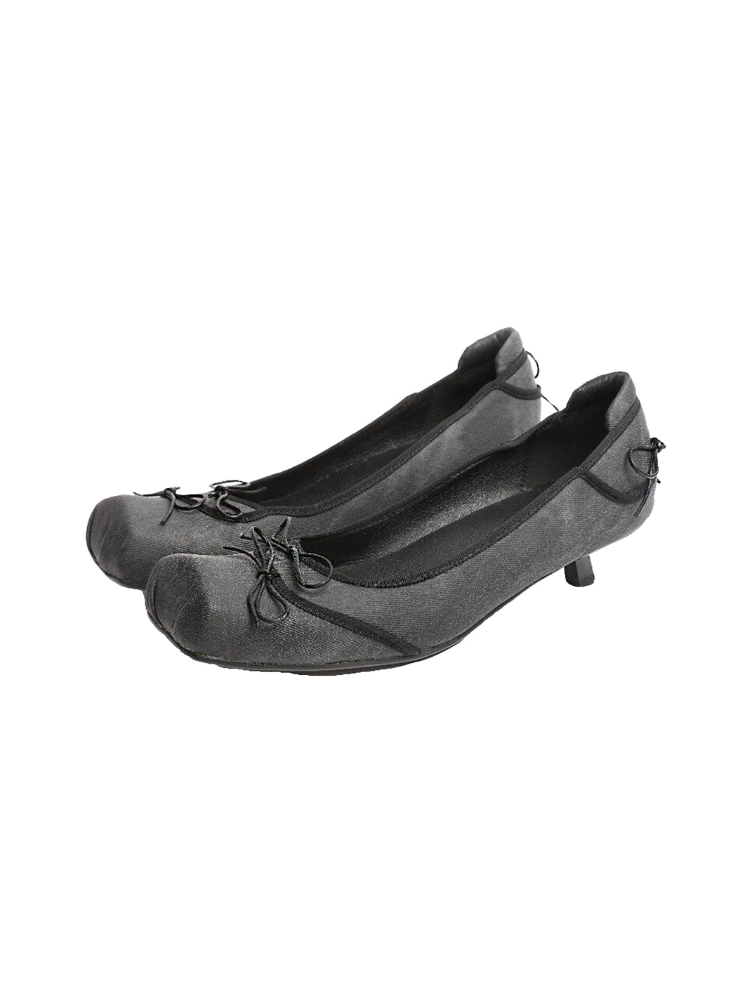 Square-Toe Mesh Bow Kitten-Heel Flats - View 9