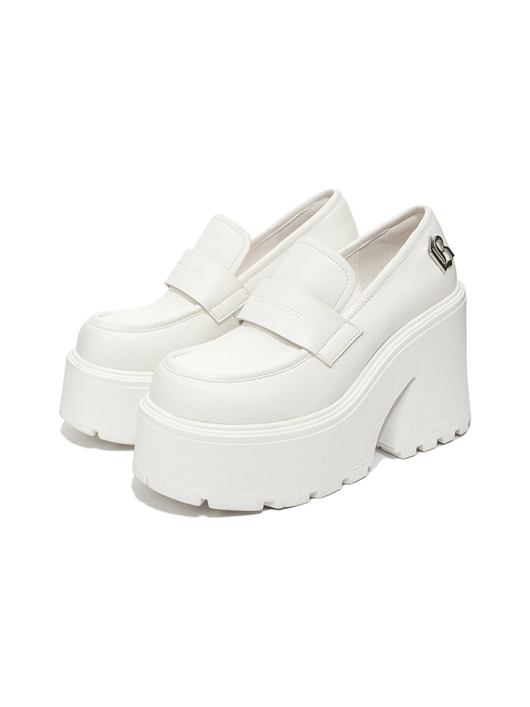 Black Lug-Platform Block-Heel Loafers - View 9