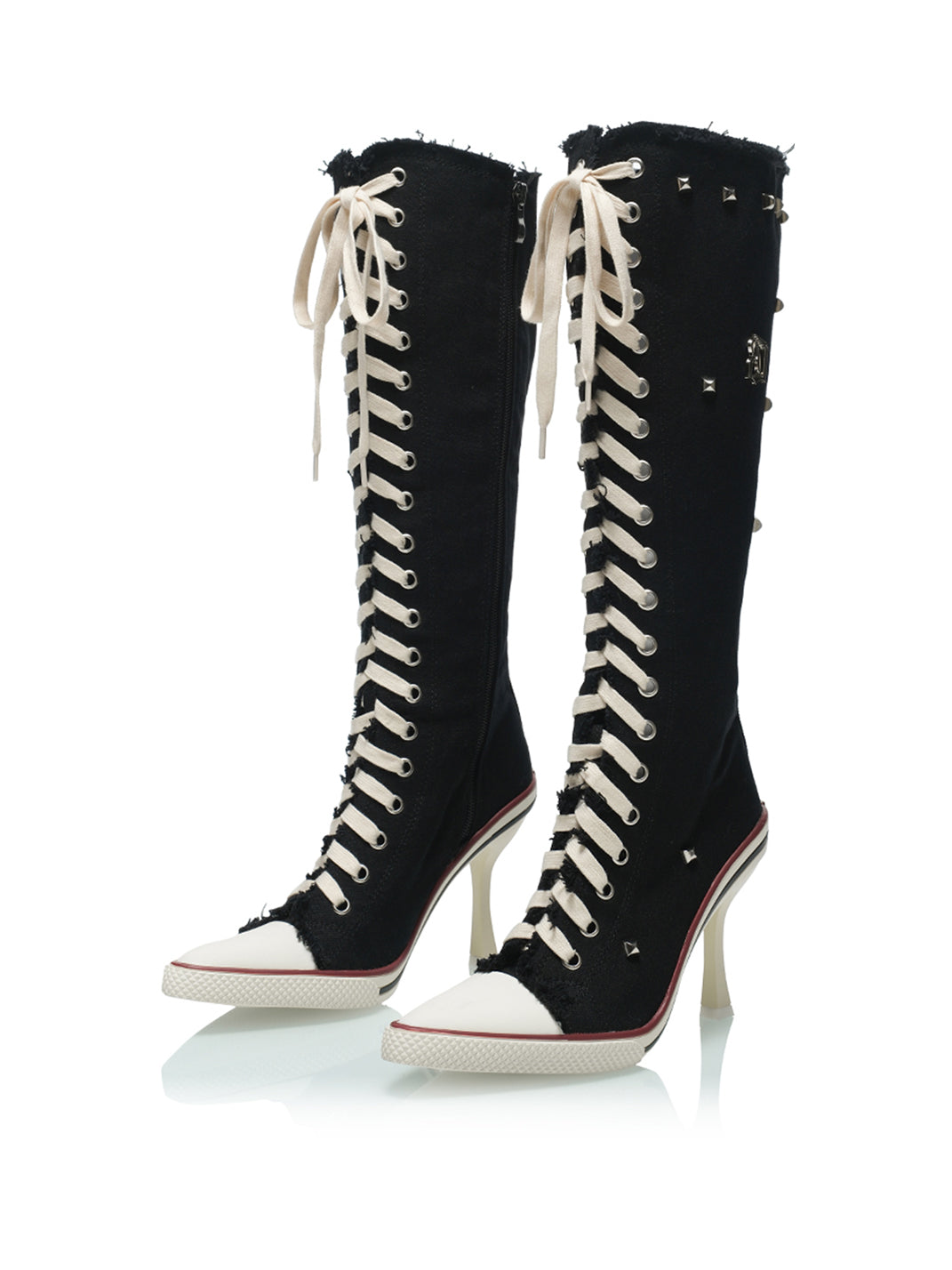 Corset-Lace Knee-High Heeled Boots - View 5
