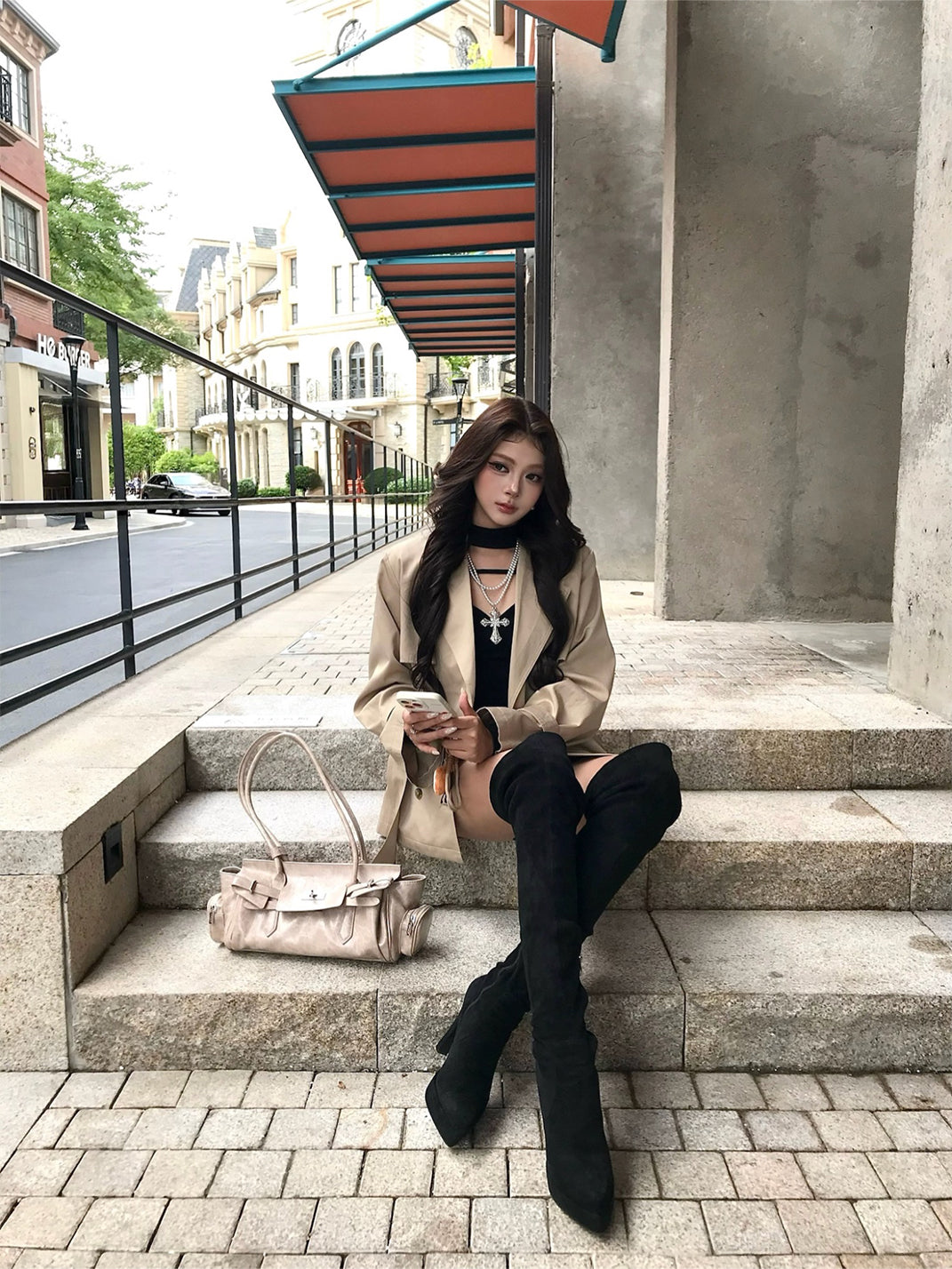 Stretch Suede Over-the-Knee Stiletto Boots - View 3