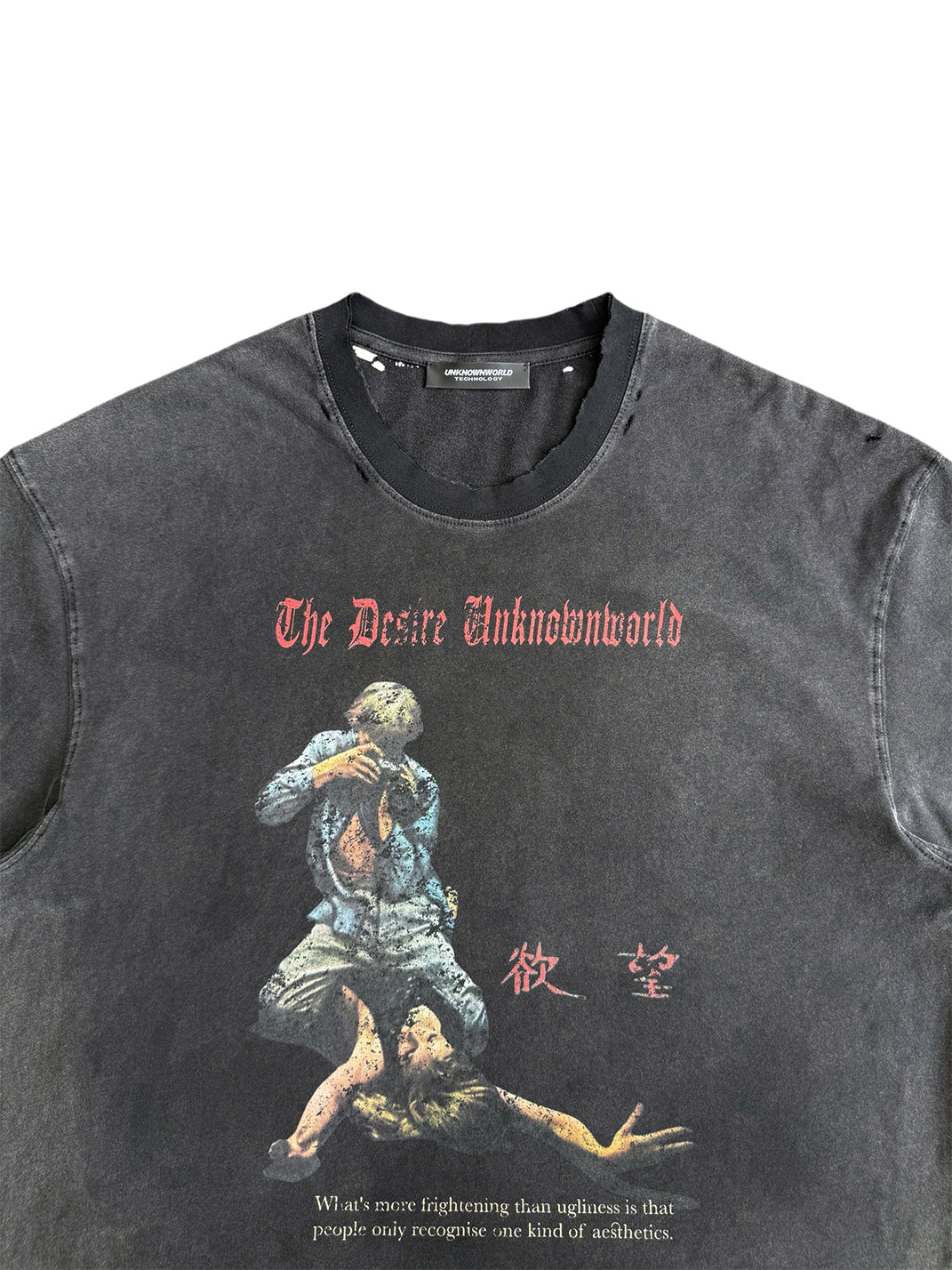 Desire Graphic Distressed Cotton T-Shirt - View 4