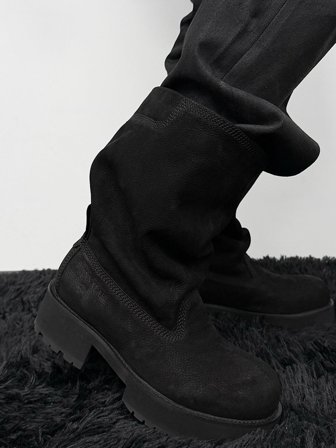 Tumbled Leather Slouch Mid-Calf Boots - View 4