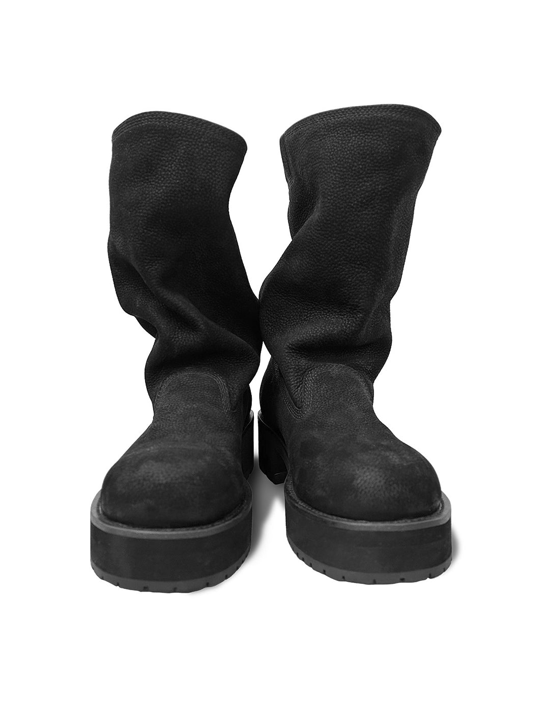 Tumbled Leather Slouch Mid-Calf Boots - View 7