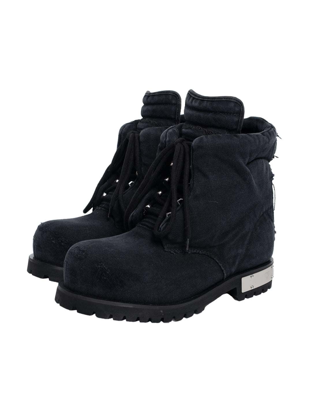 Washed Canvas Heavy-Sole Lace-Up Boots — product view 1