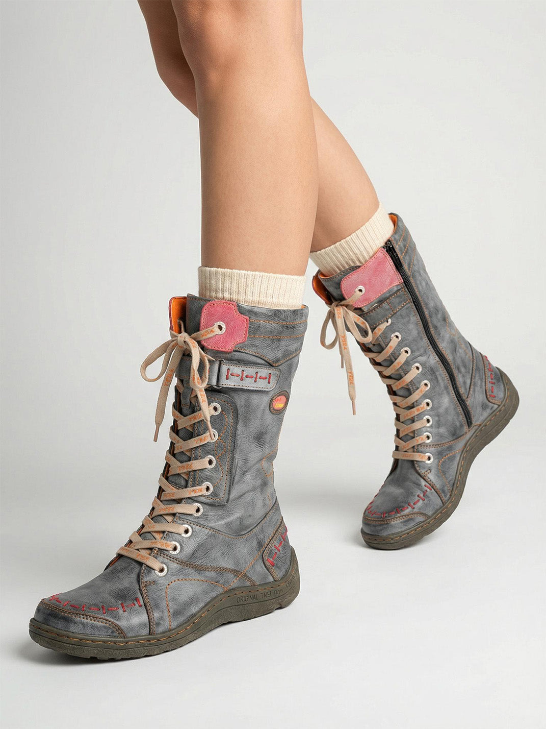 Washed PU Fleece-Lined Y2K Tall Boots - View 12