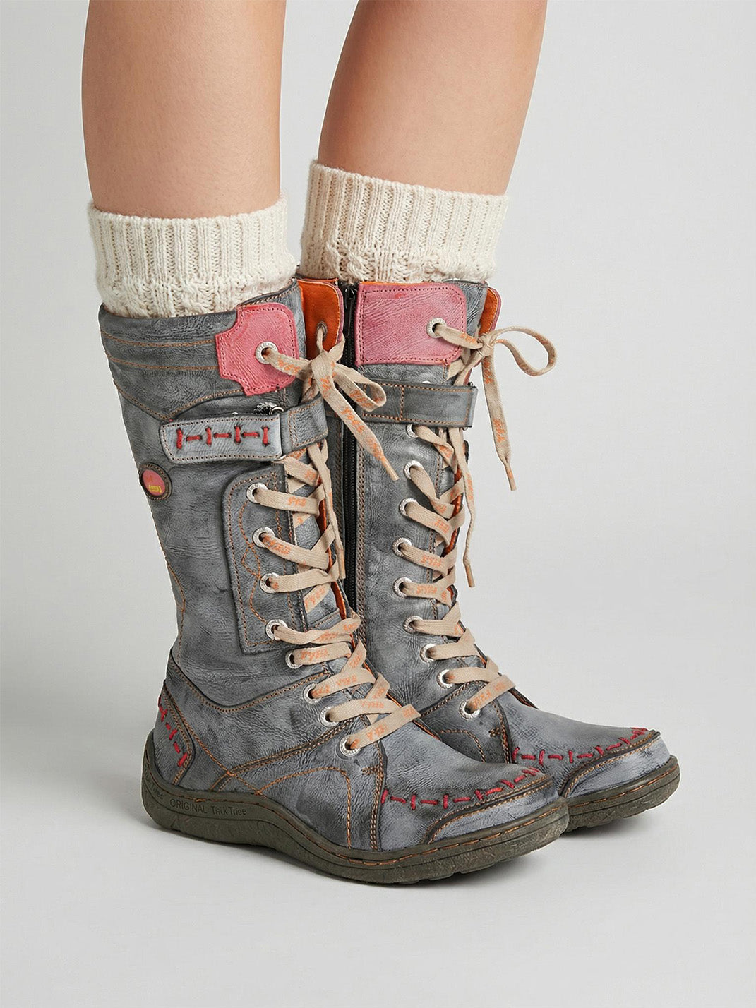 Washed PU Fleece-Lined Y2K Tall Boots - View 13