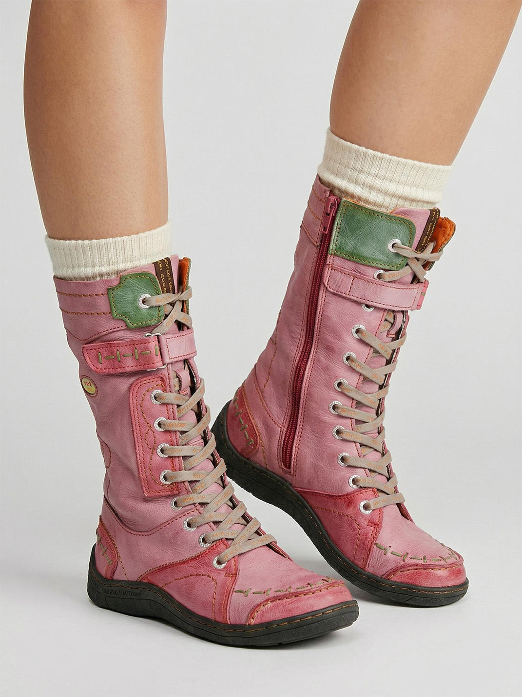 Washed PU Fleece-Lined Y2K Tall Boots - View 18