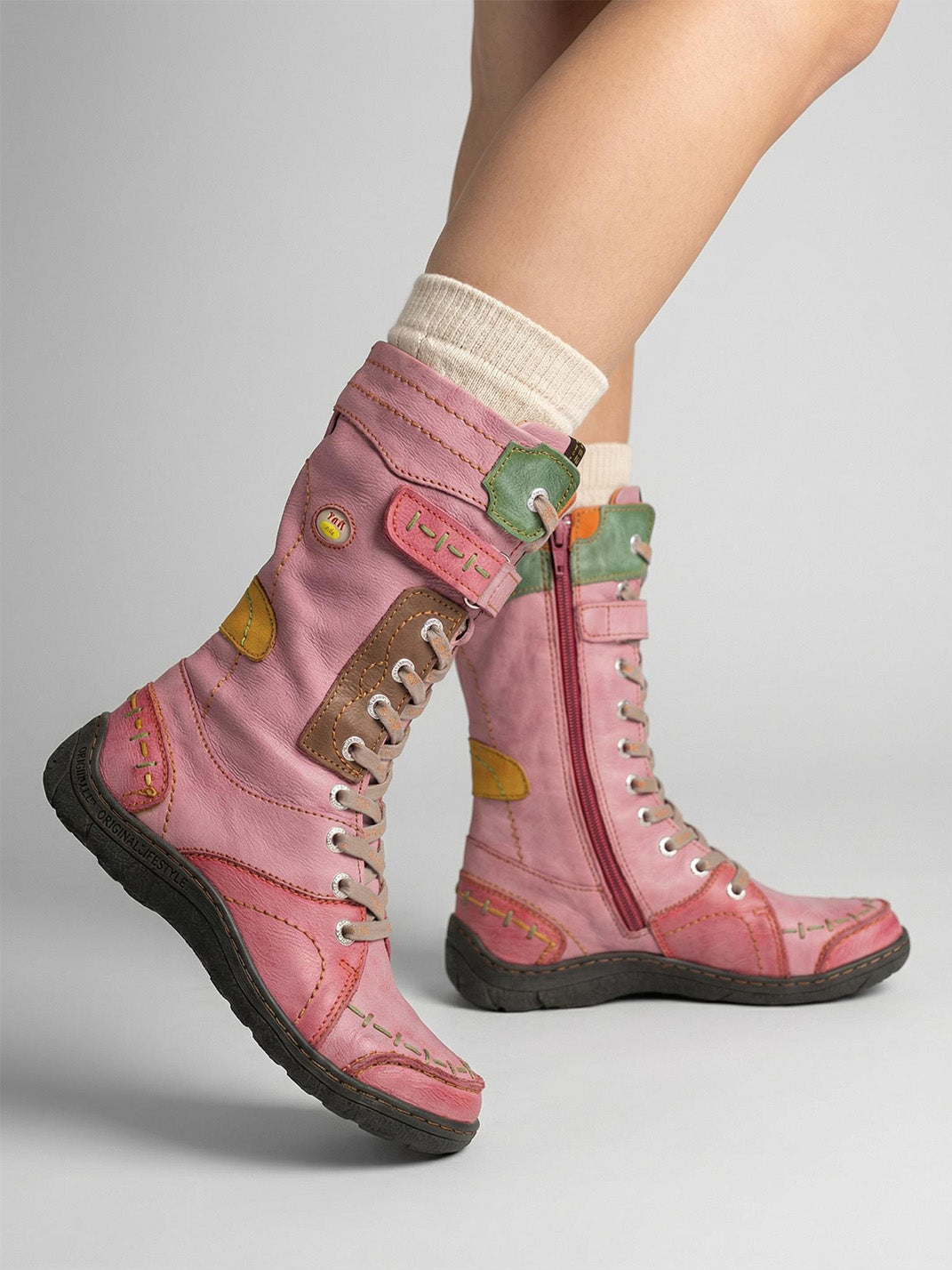 Washed PU Fleece-Lined Y2K Tall Boots - View 19