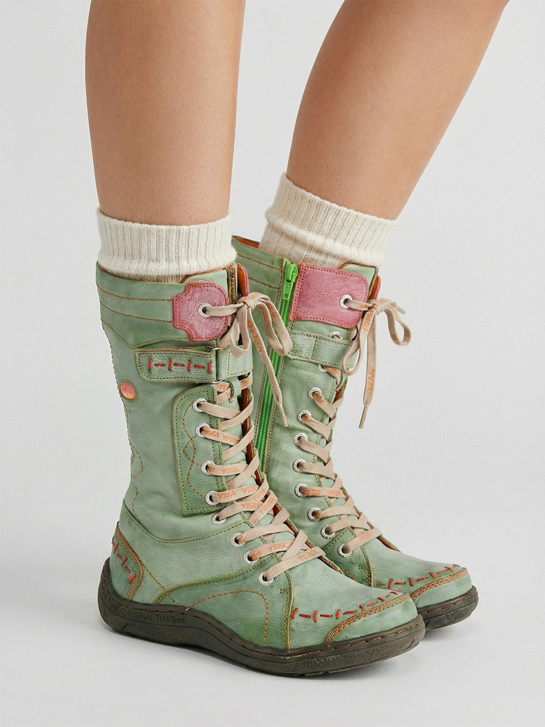 Washed PU Fleece-Lined Y2K Tall Boots - View 27