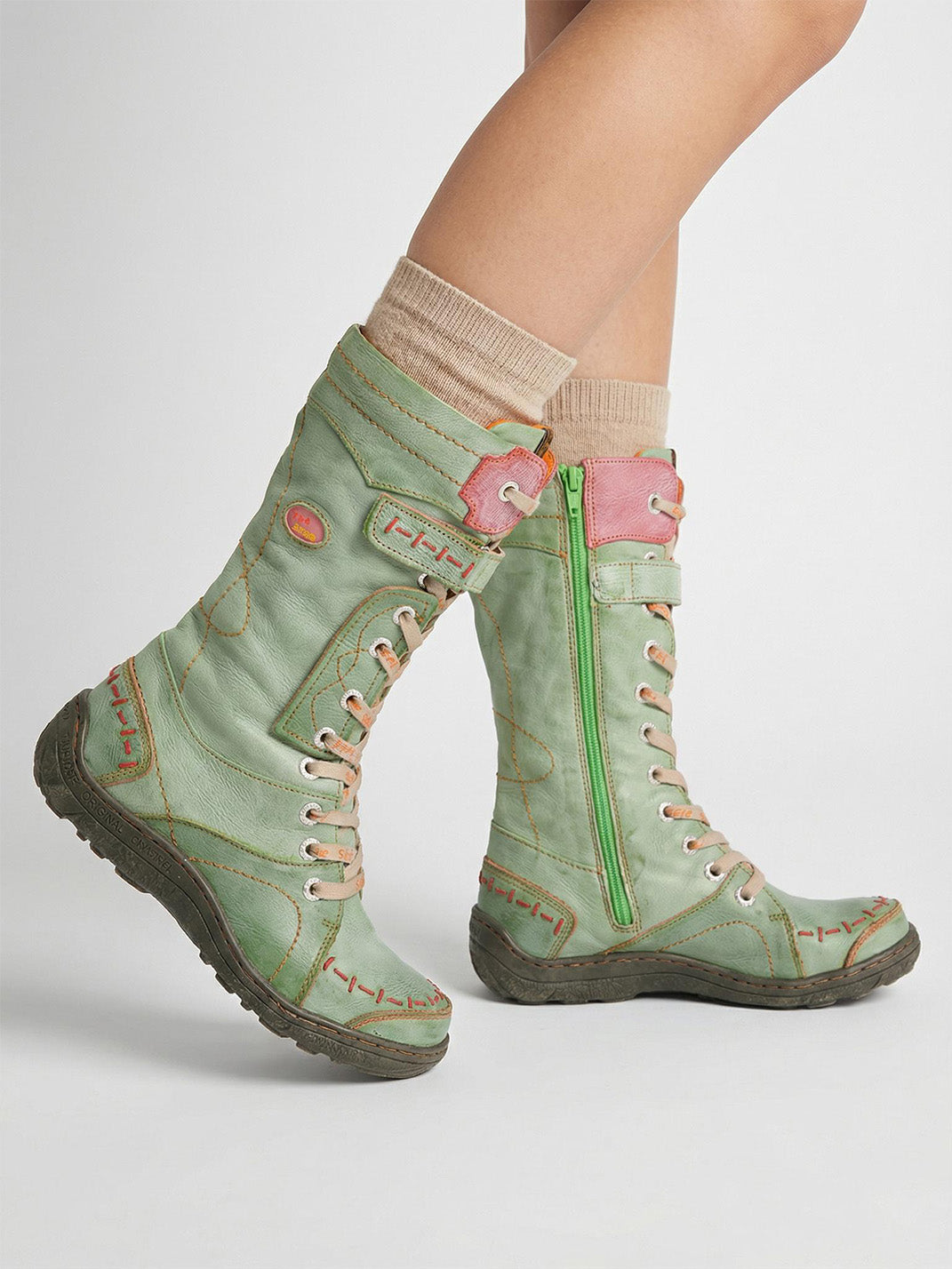 Washed PU Fleece-Lined Y2K Tall Boots - View 28