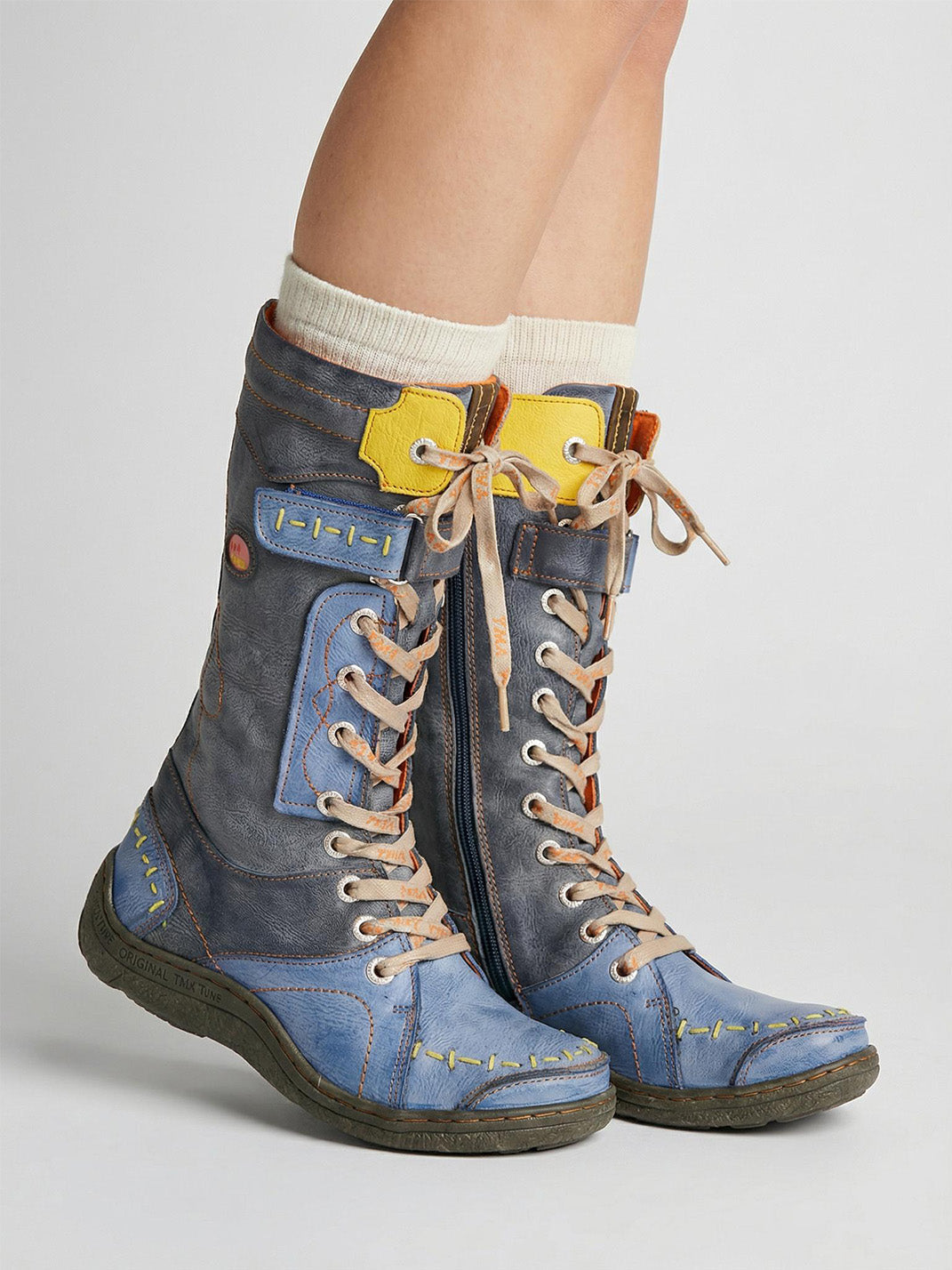 Washed PU Fleece-Lined Y2K Tall Boots - View 30