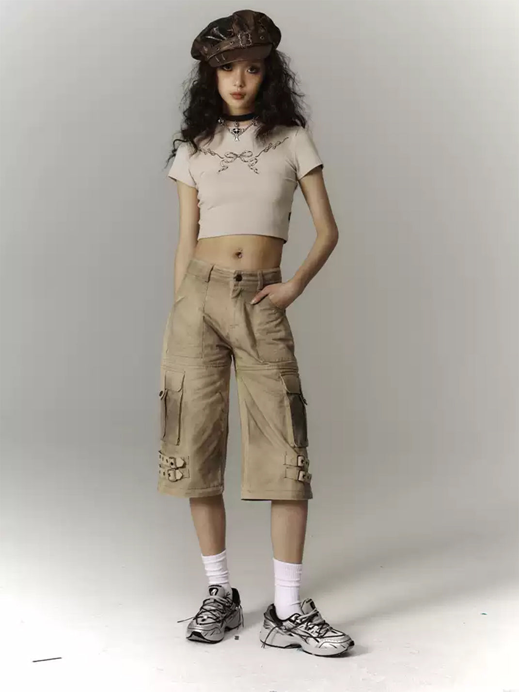 Weathered Detachable-Leg Wide Cargo Trousers — product view 8