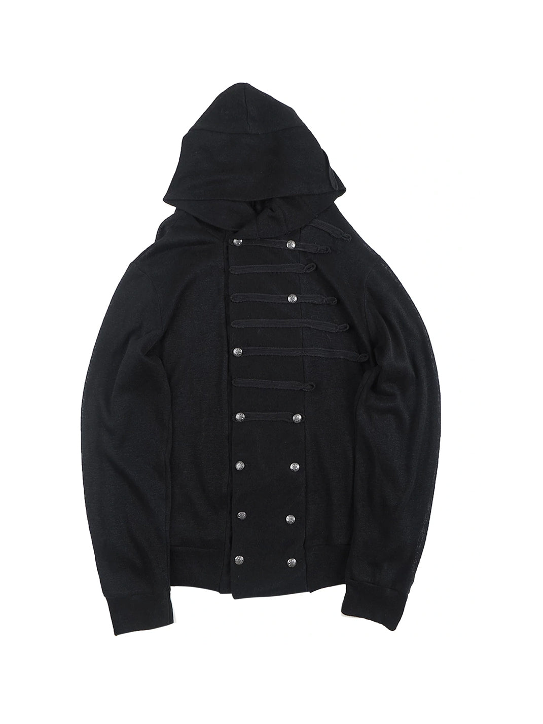 Woven-Trim Cropped Double-Breasted Hoodie Jacket