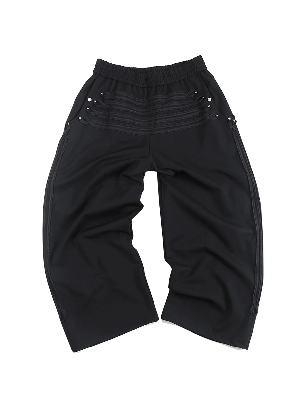 Woven-Strap Wide-Leg Casual Trousers