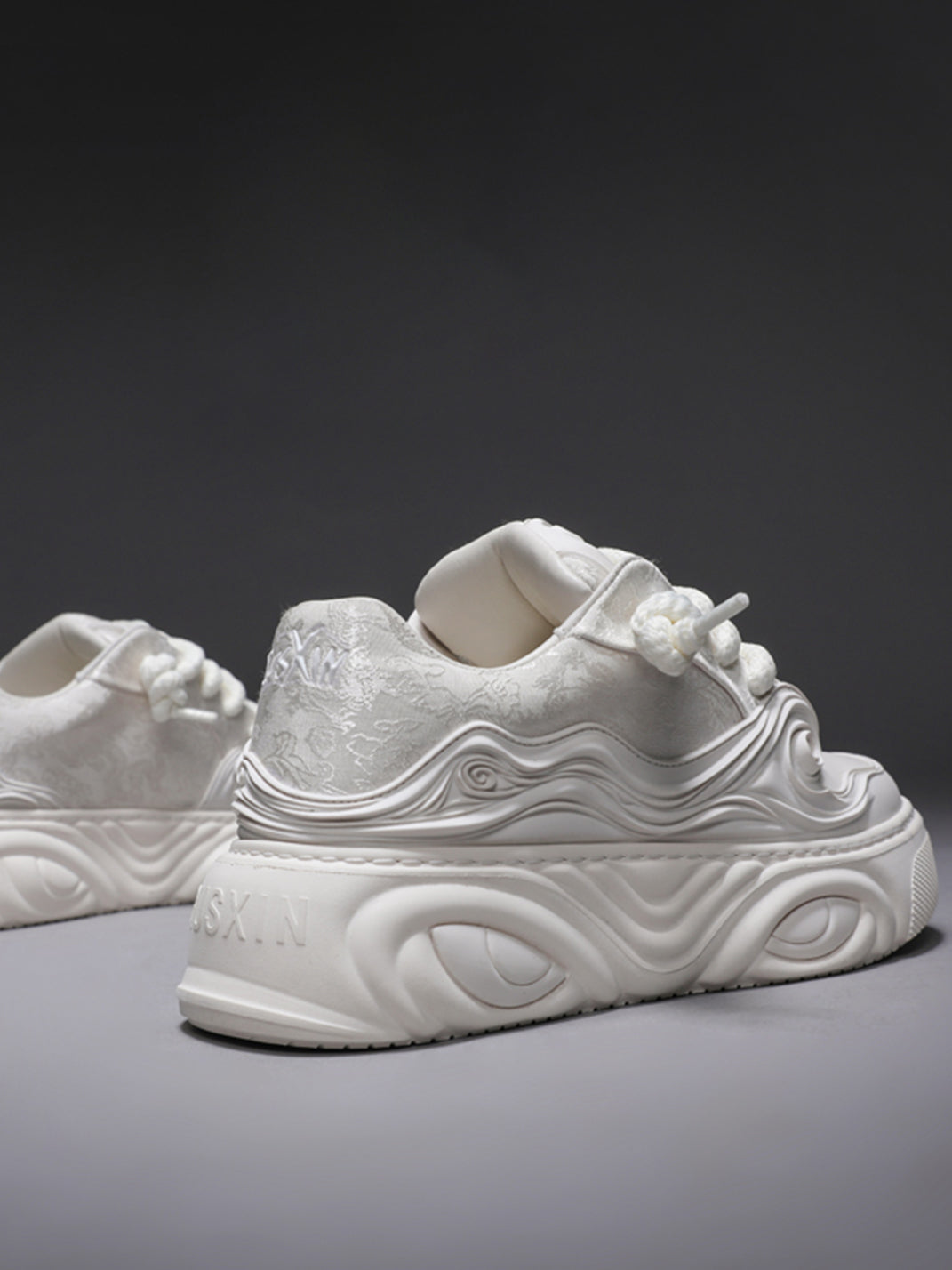 White Cloud-Embroidered Platform Sneakers - View 6