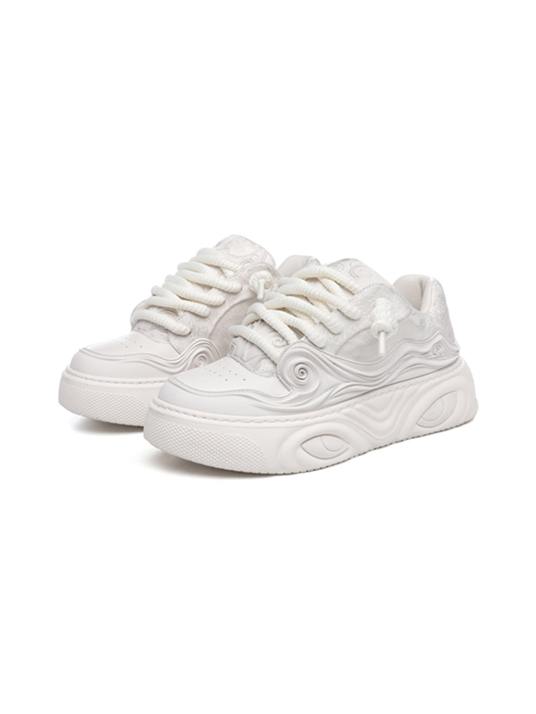 White Cloud-Embroidered Platform Sneakers - View 8