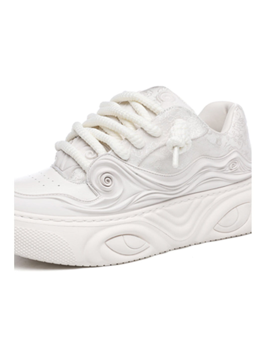 White Cloud-Embroidered Platform Sneakers - View 11