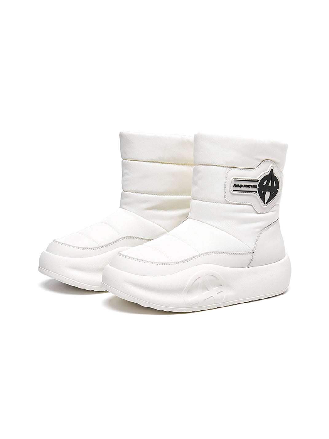White Padded Mid-Calf Snow Boots - View 9