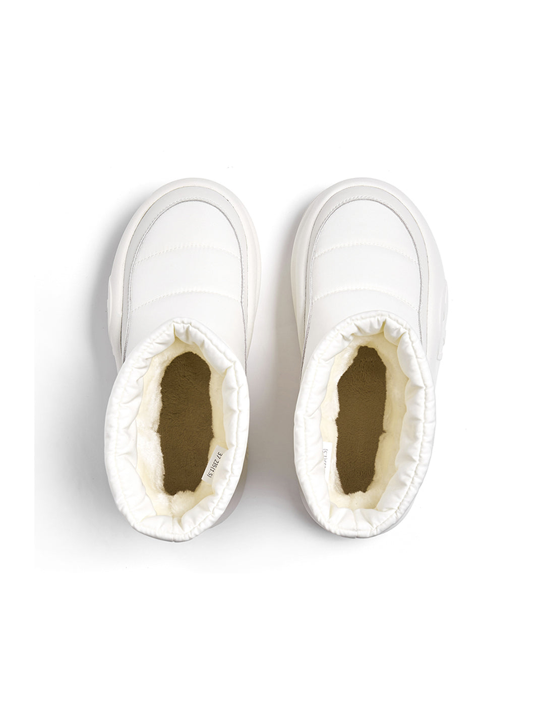White Padded Mid-Calf Snow Boots - View 10