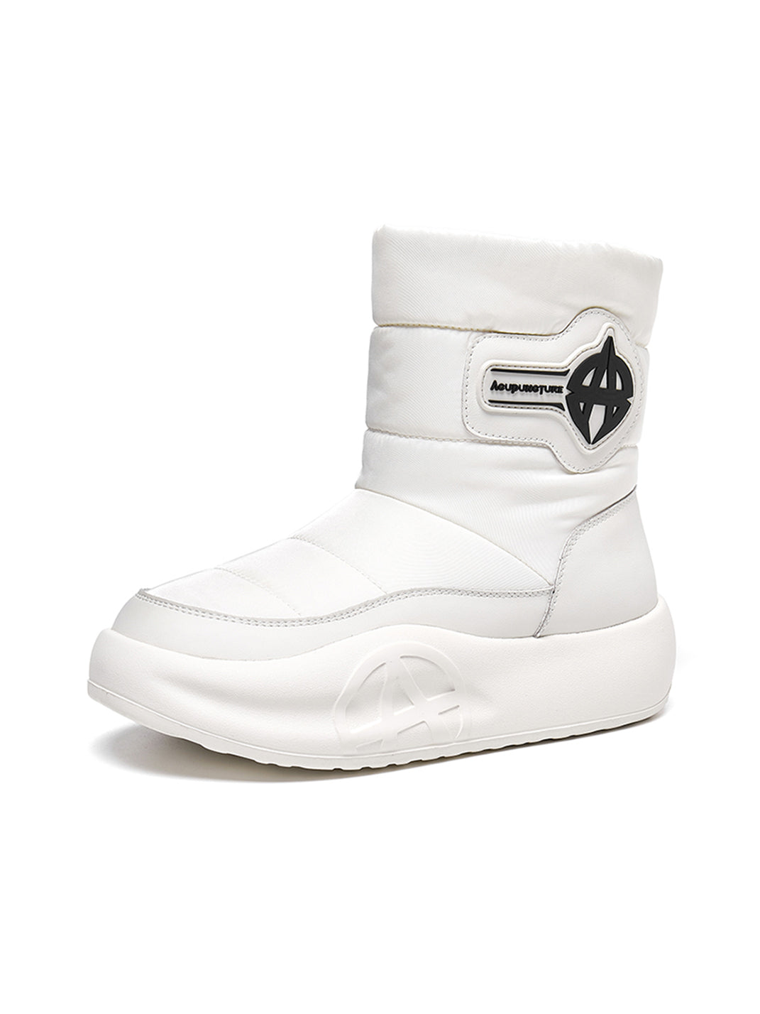White Padded Mid-Calf Snow Boots - View 12