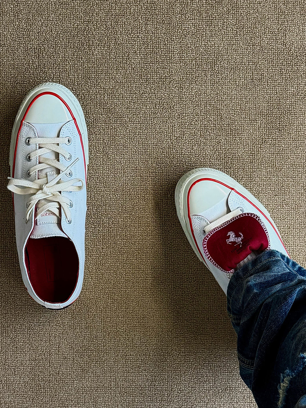 White Racing Stripe Platform Canvas Sneakers - View 5