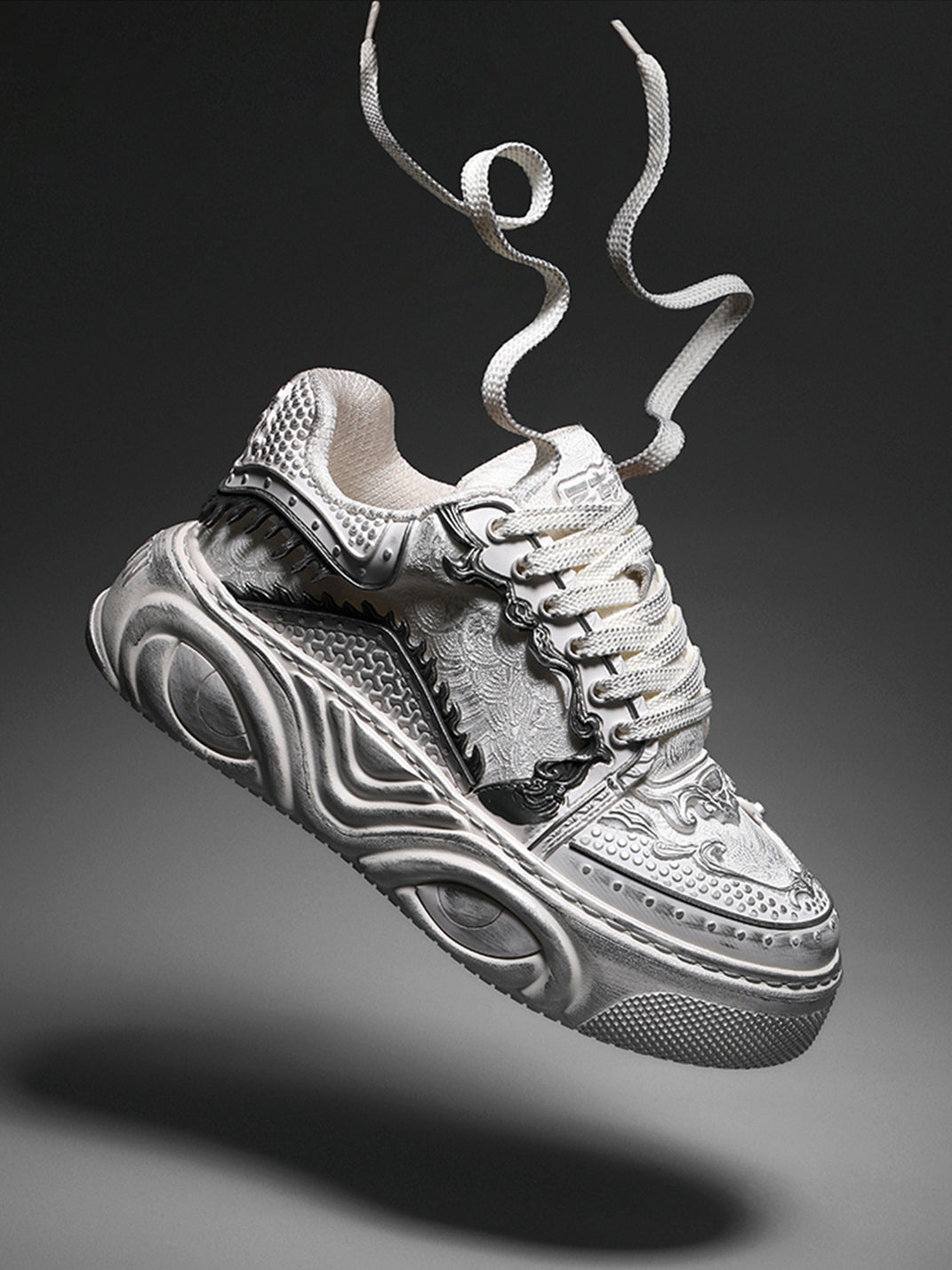 White Wukong Sculpted Platform Sneakers - View 6