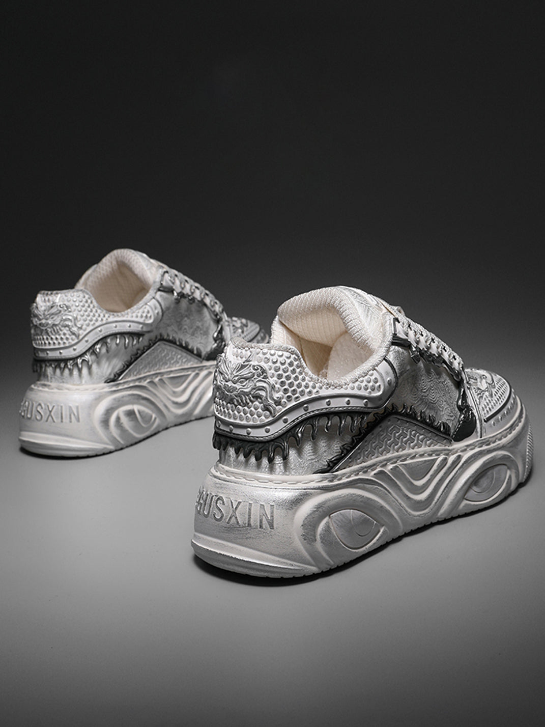 White Wukong Sculpted Platform Sneakers - View 8