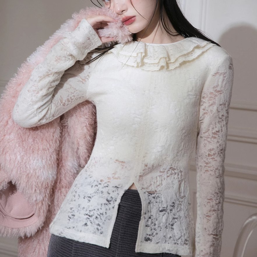 Lace Frost Ruffle Top