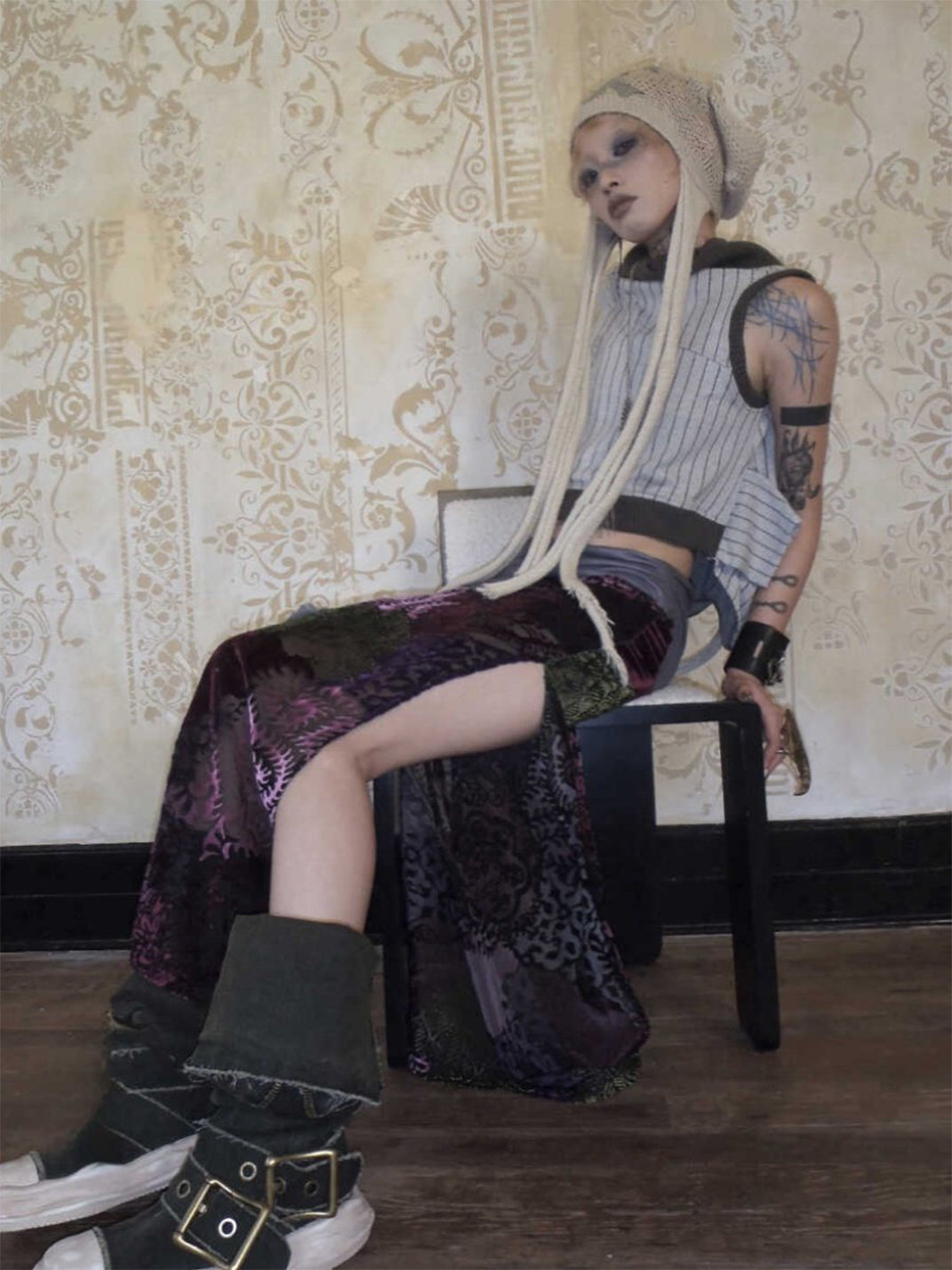 Multi-Wear Distressed Canvas Knee-High Boots - View 5