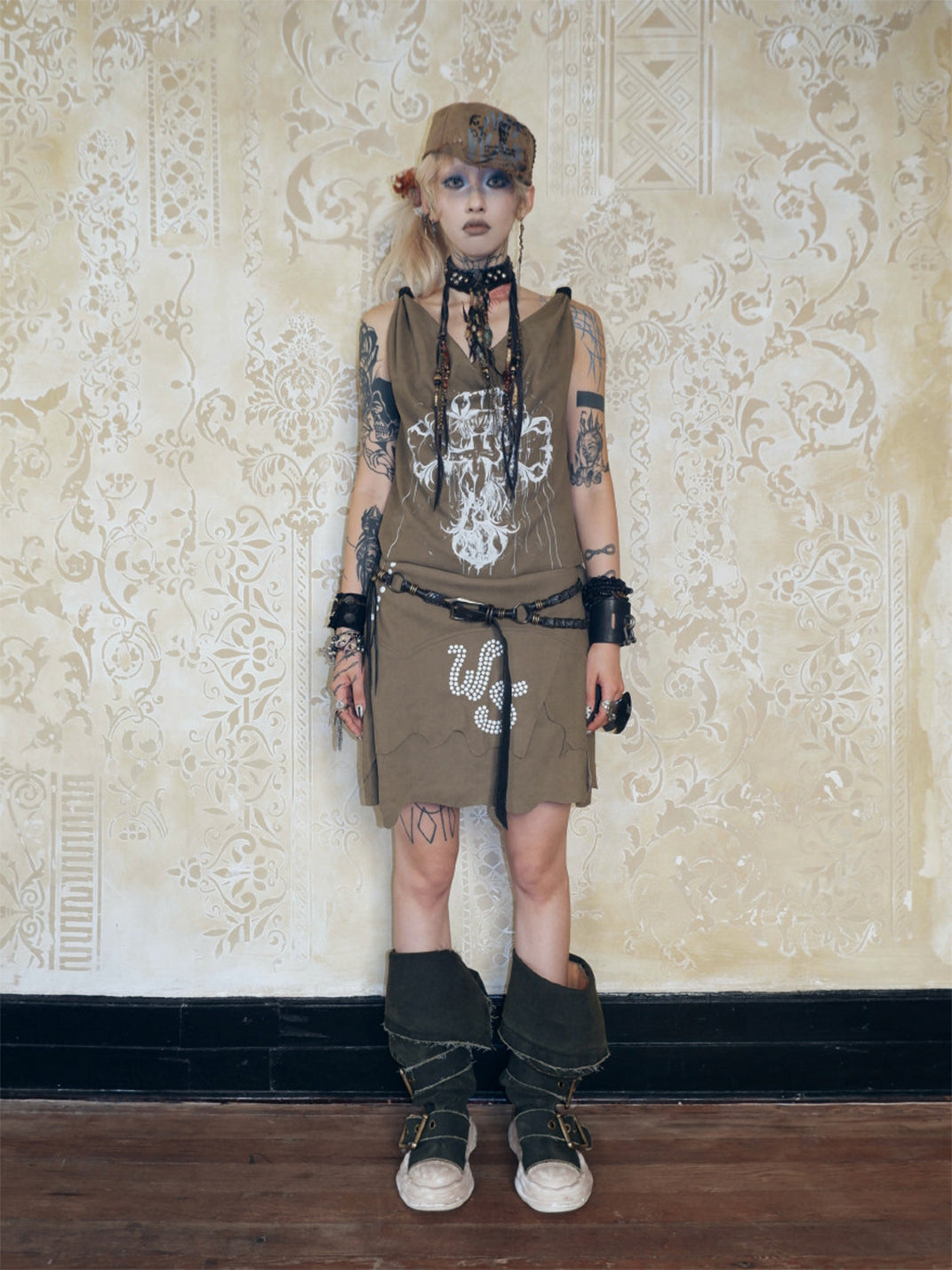 Multi-Wear Distressed Canvas Knee-High Boots - View 6