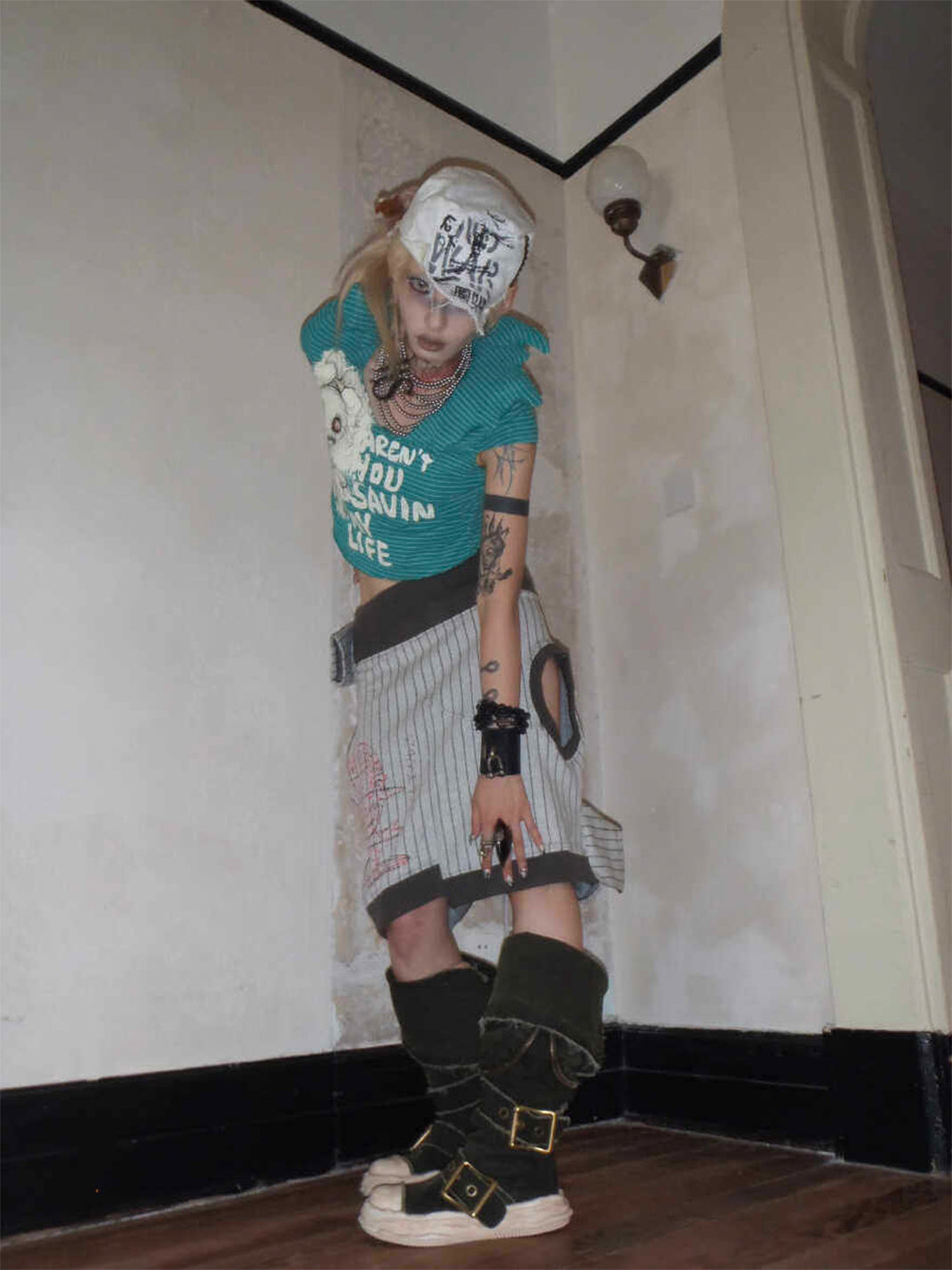 Multi-Wear Distressed Canvas Knee-High Boots - View 7