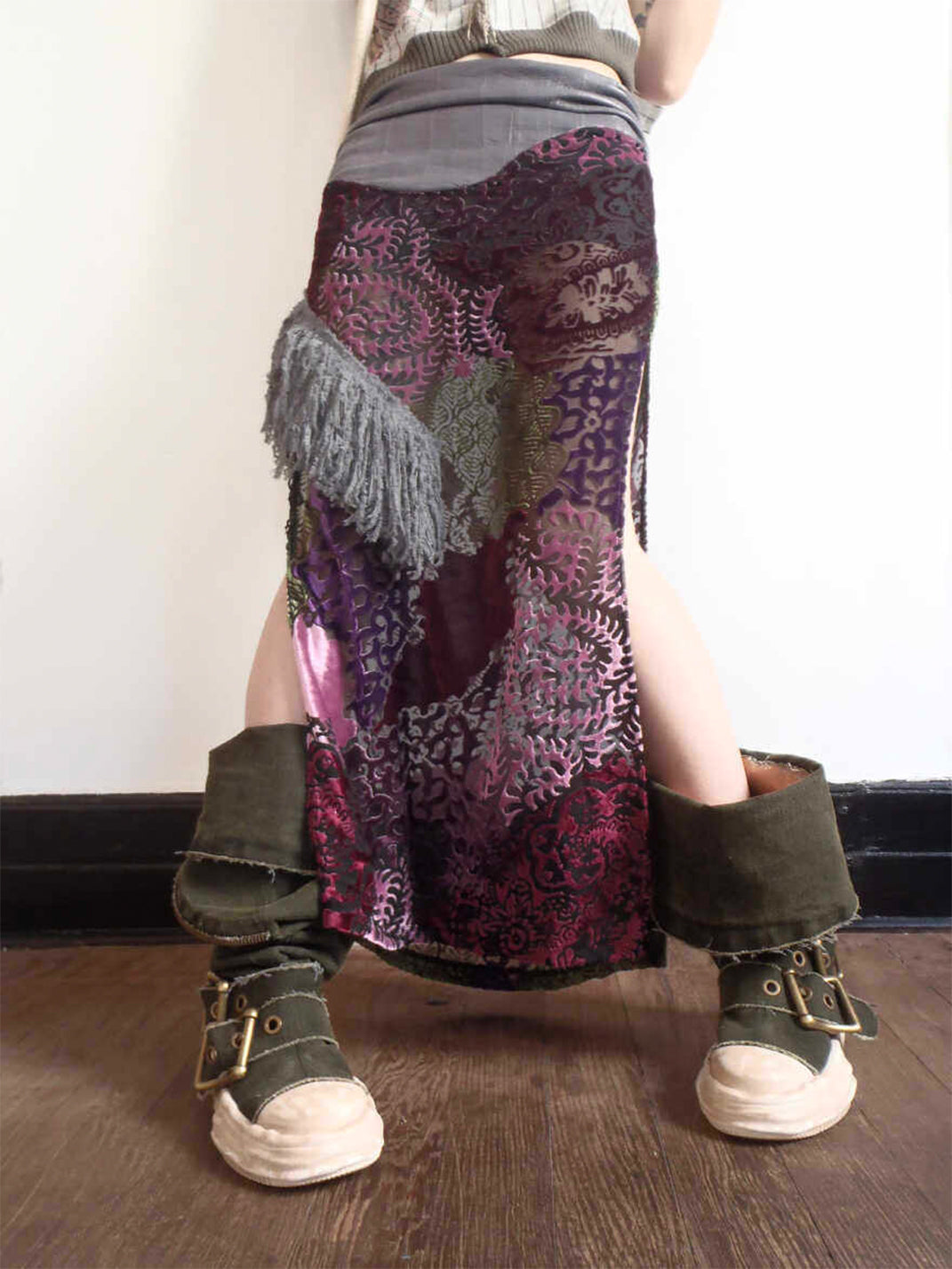 Multi-Wear Distressed Canvas Knee-High Boots - View 8