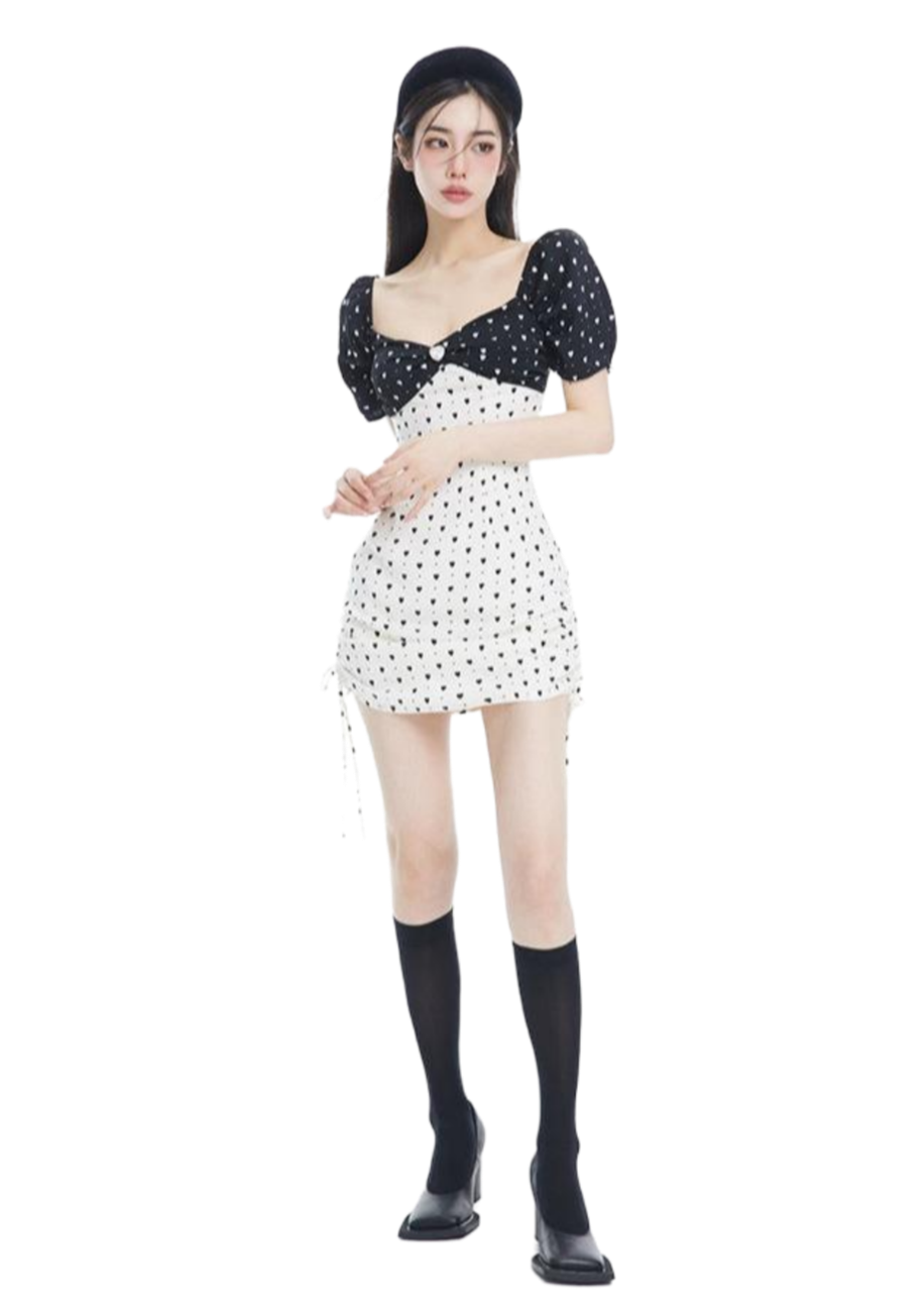 Black & White Polka Dot Black & White Heart Dress