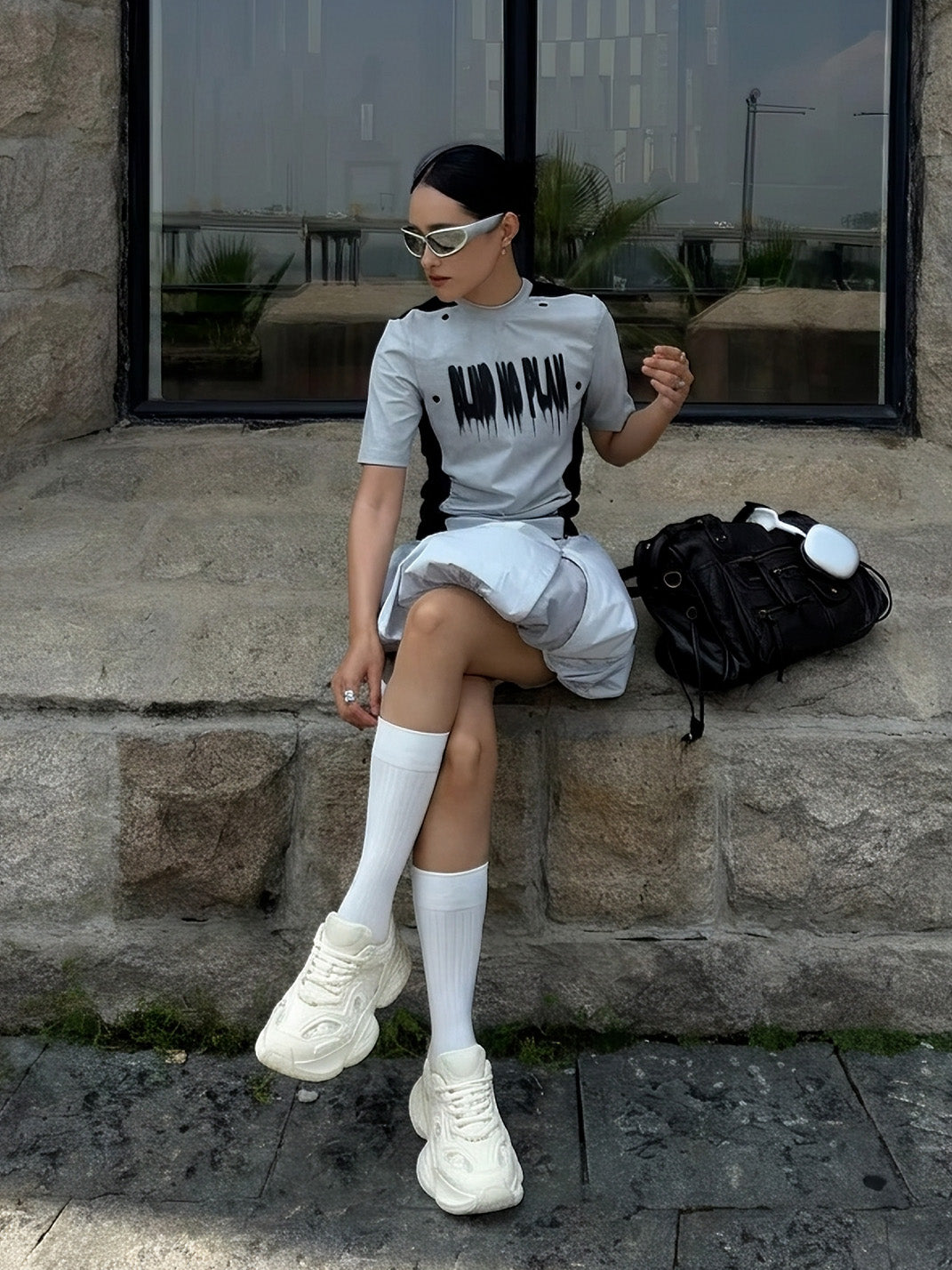 White Sculpted-Sole Chunky Sneakers - View 3