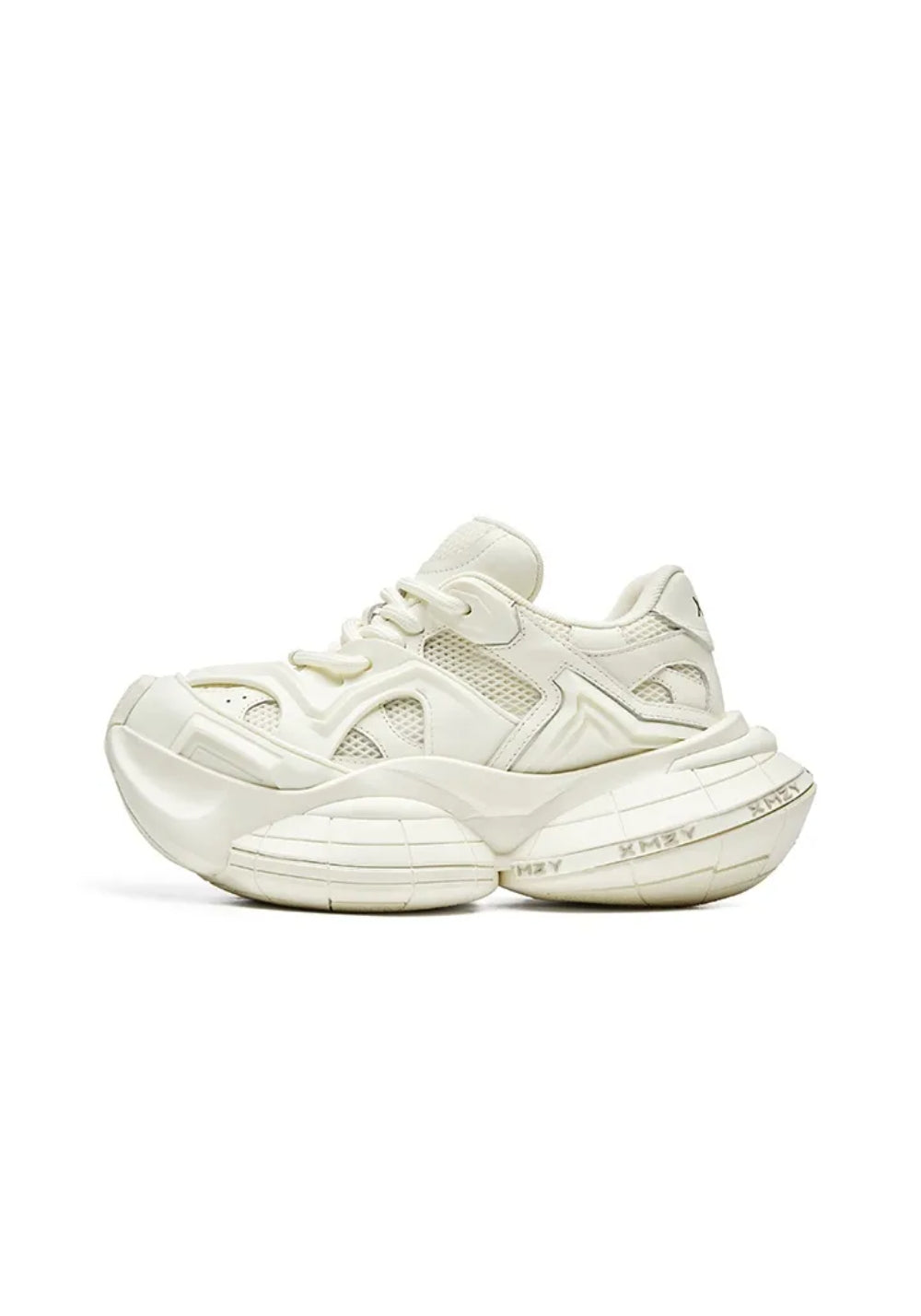 White Sculpted-Sole Chunky Sneakers - View 6