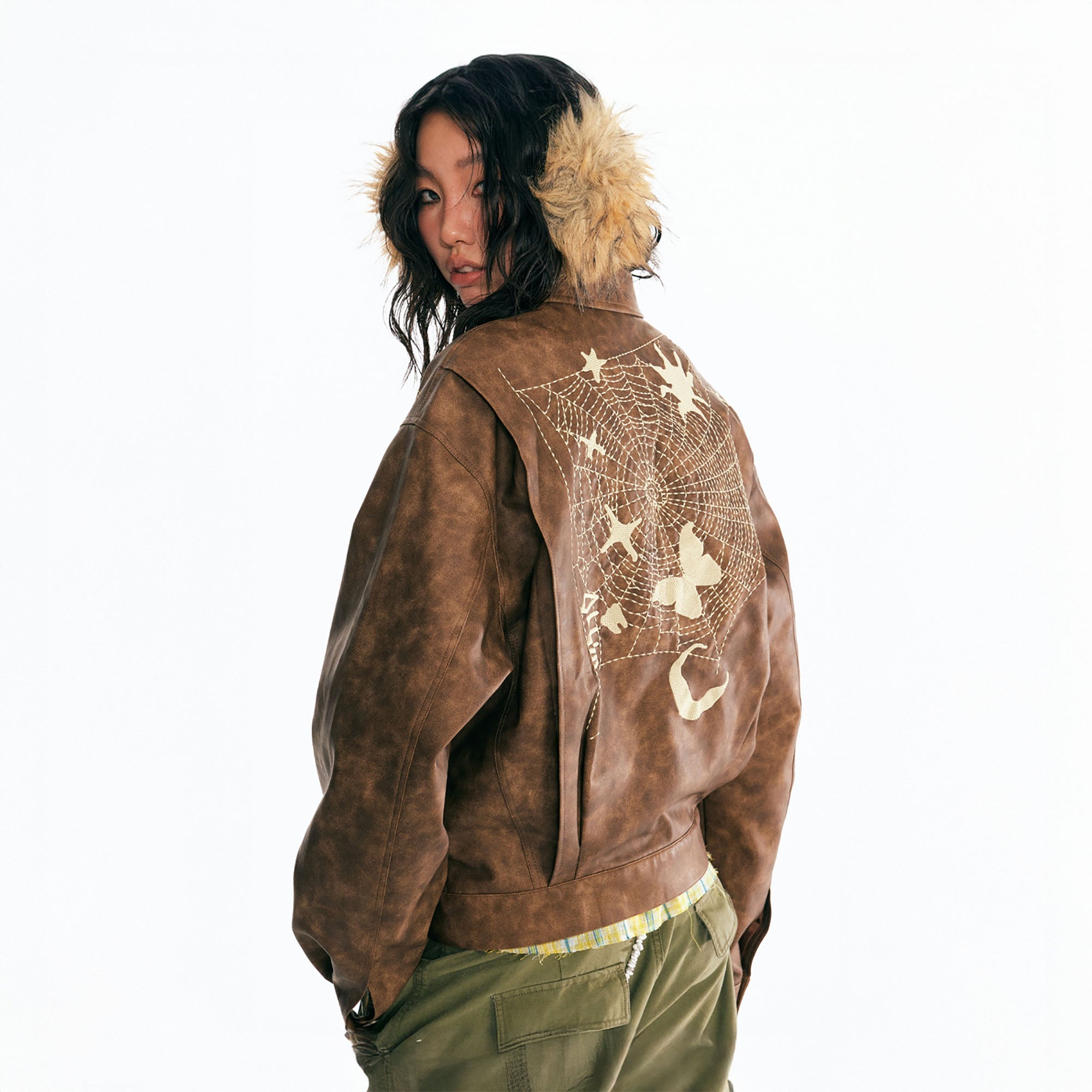 Dreamcatcher Patch Faux Leather Jacket