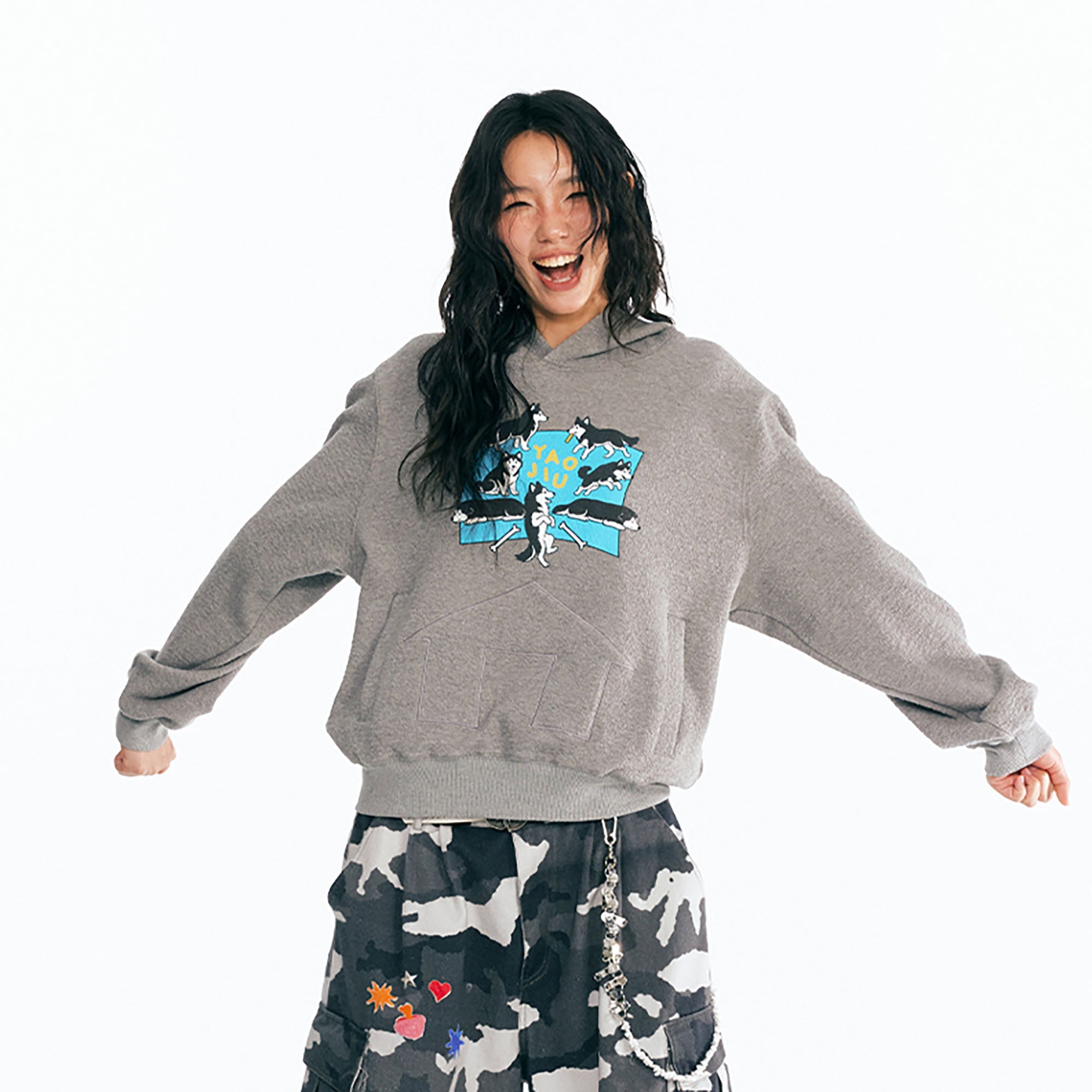 Puppy Paradise Oversized Graphic Hoodie