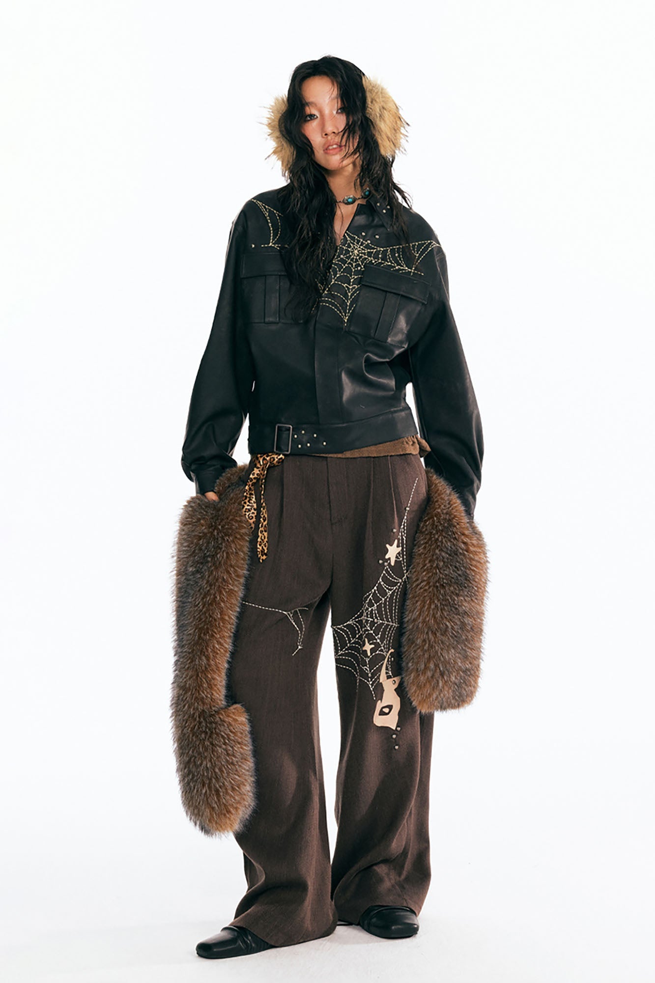 Dreamcatcher Patch Faux Leather Jacket