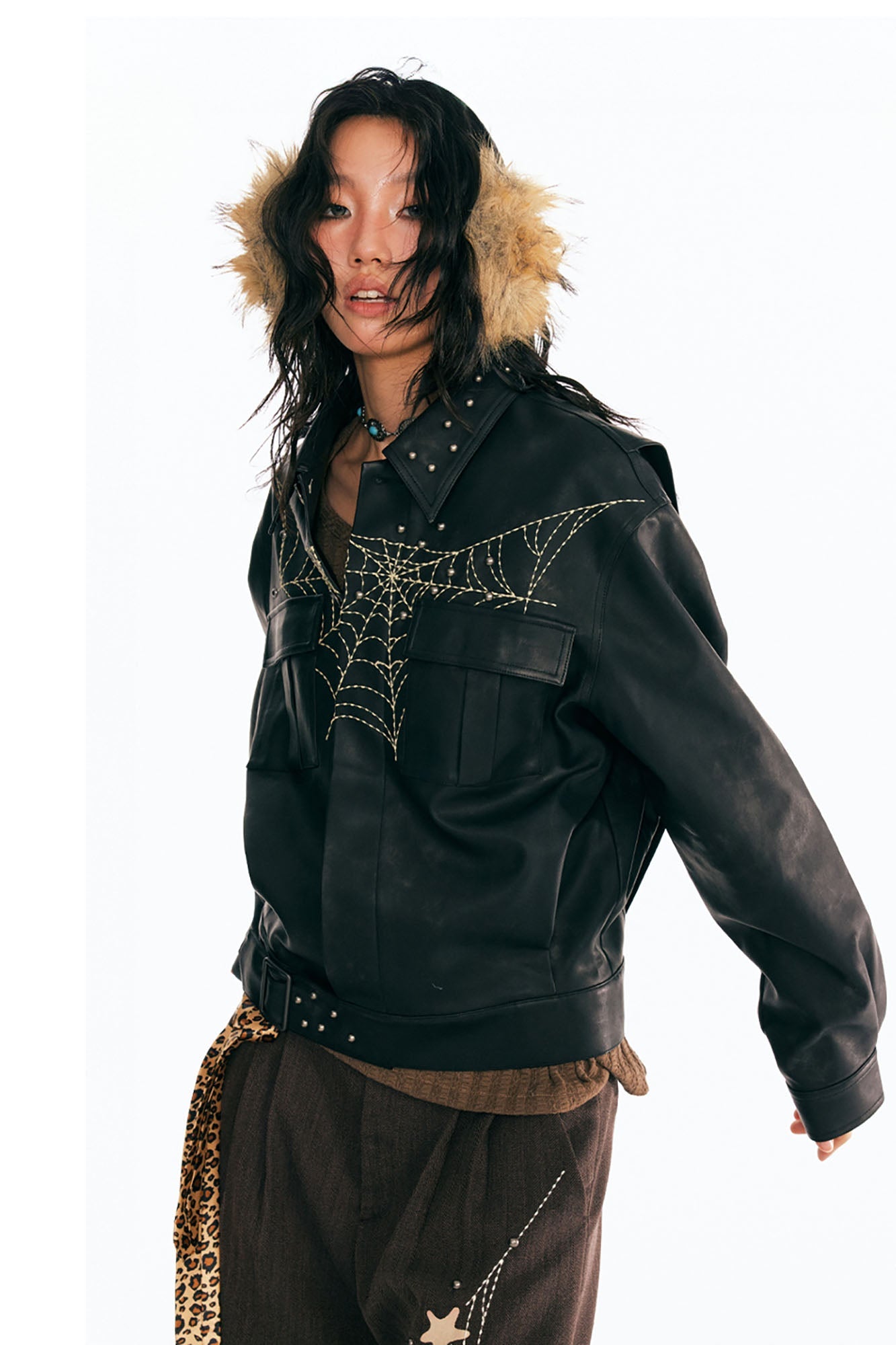 Dreamcatcher Patch Faux Leather Jacket