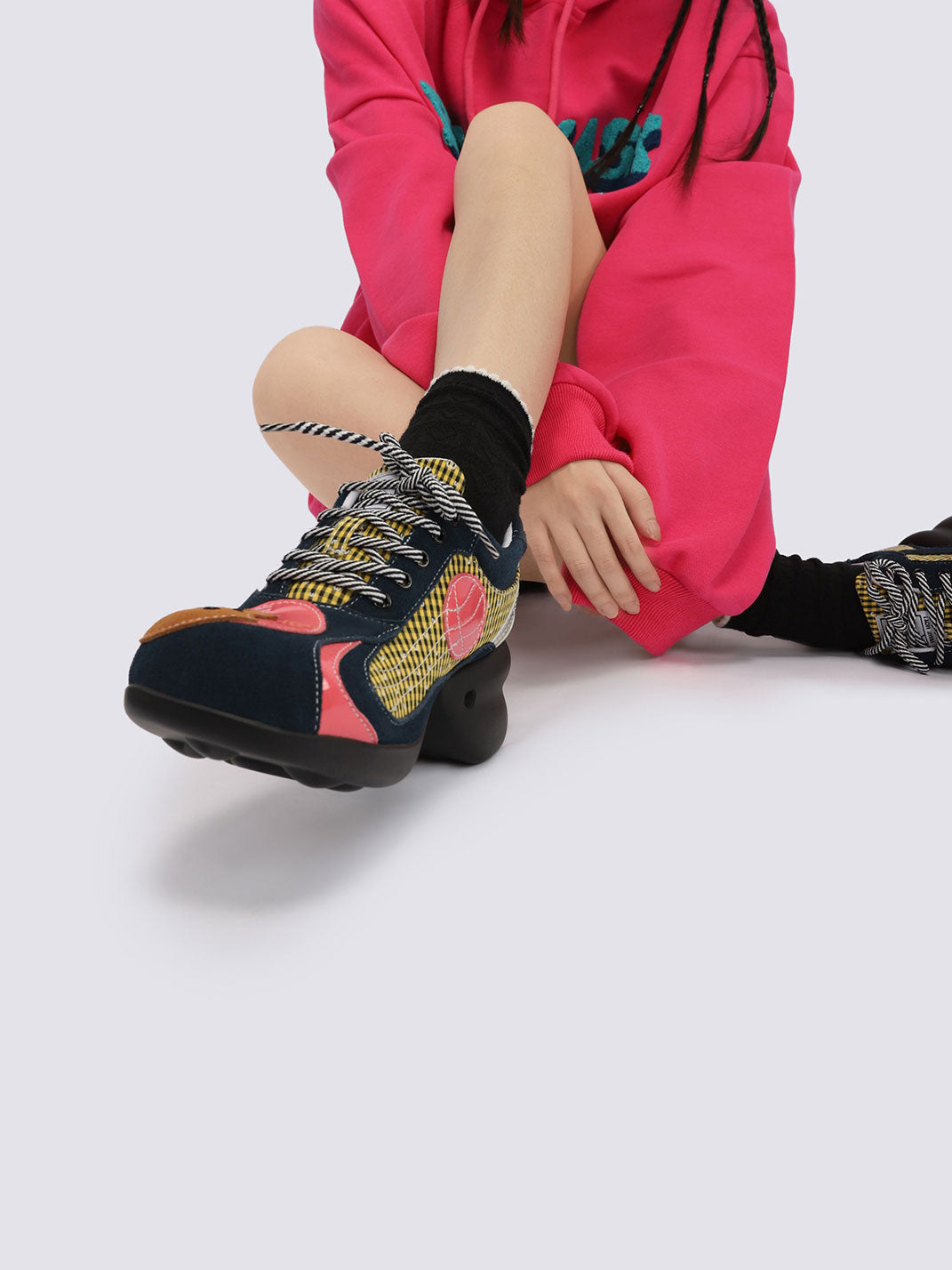 Playful Patchwork Sculpted-Sole Sneakers - View 2